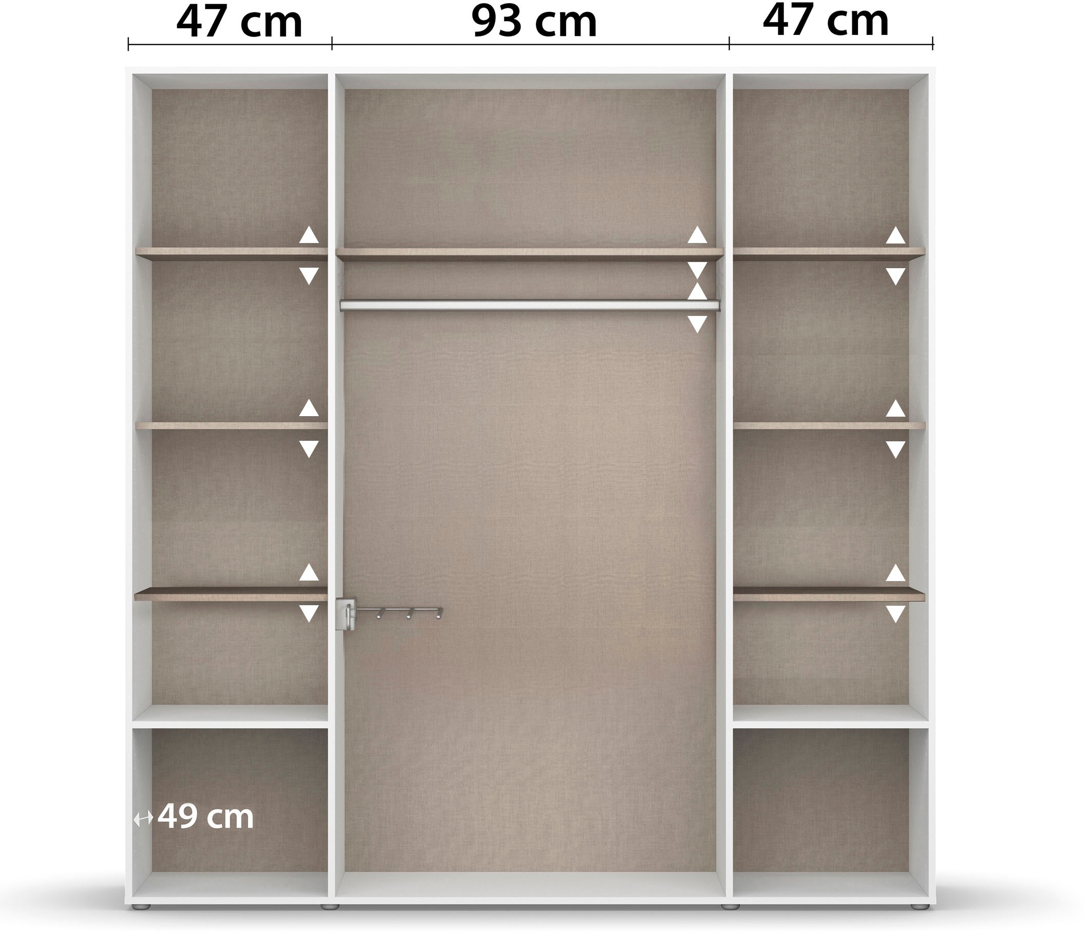 rauch Drehtürenschrank »Kleiderschrank Schrank Garderobe Wäscheschrank NAGATA viel Stauraum«, (in 3 verschiedenen Ausstattungen BASIC/CLASSIC/PREMIUM), mit Schubladen sowie Stangengriffen TOPSELLER MADE IN GERMANY