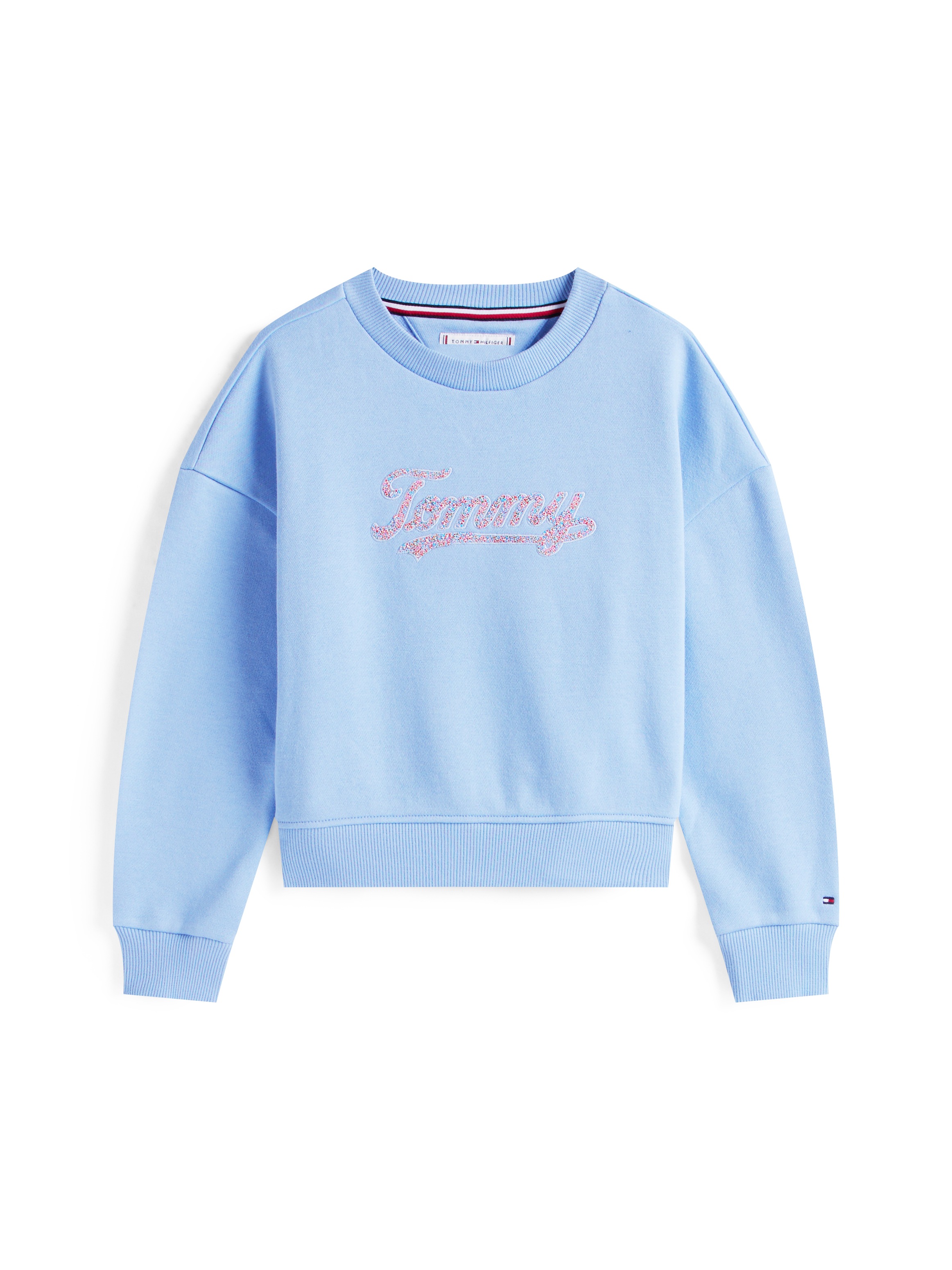 Tommy Hilfiger Sweatshirt »TOMMY SCRIPT SEQUIN SWEATSHIRT«, für Kinder bis 16 Jahre, Logo-Schriftzug mit bunten Pailletten