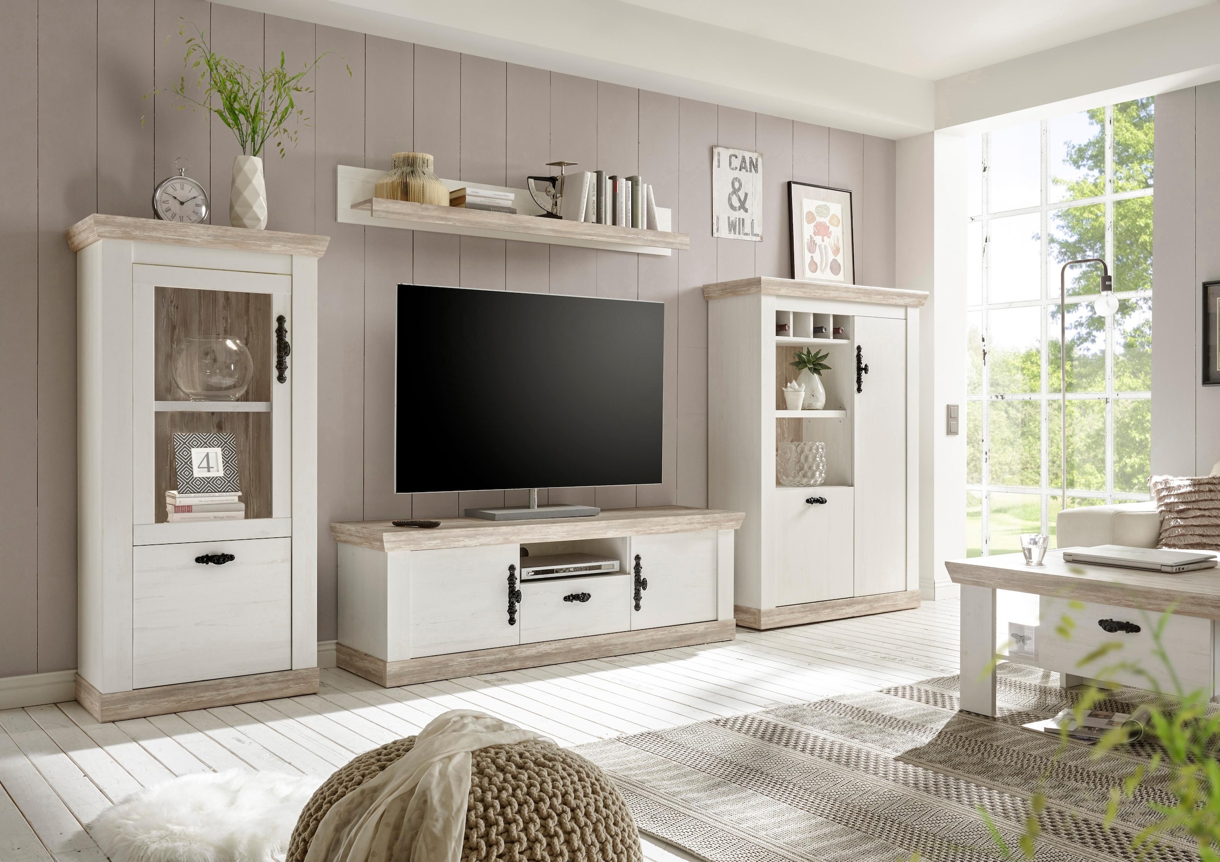 Home affaire Vitrine »Florenz« im romantischen Landhaus-Look, Höhe 146 cm