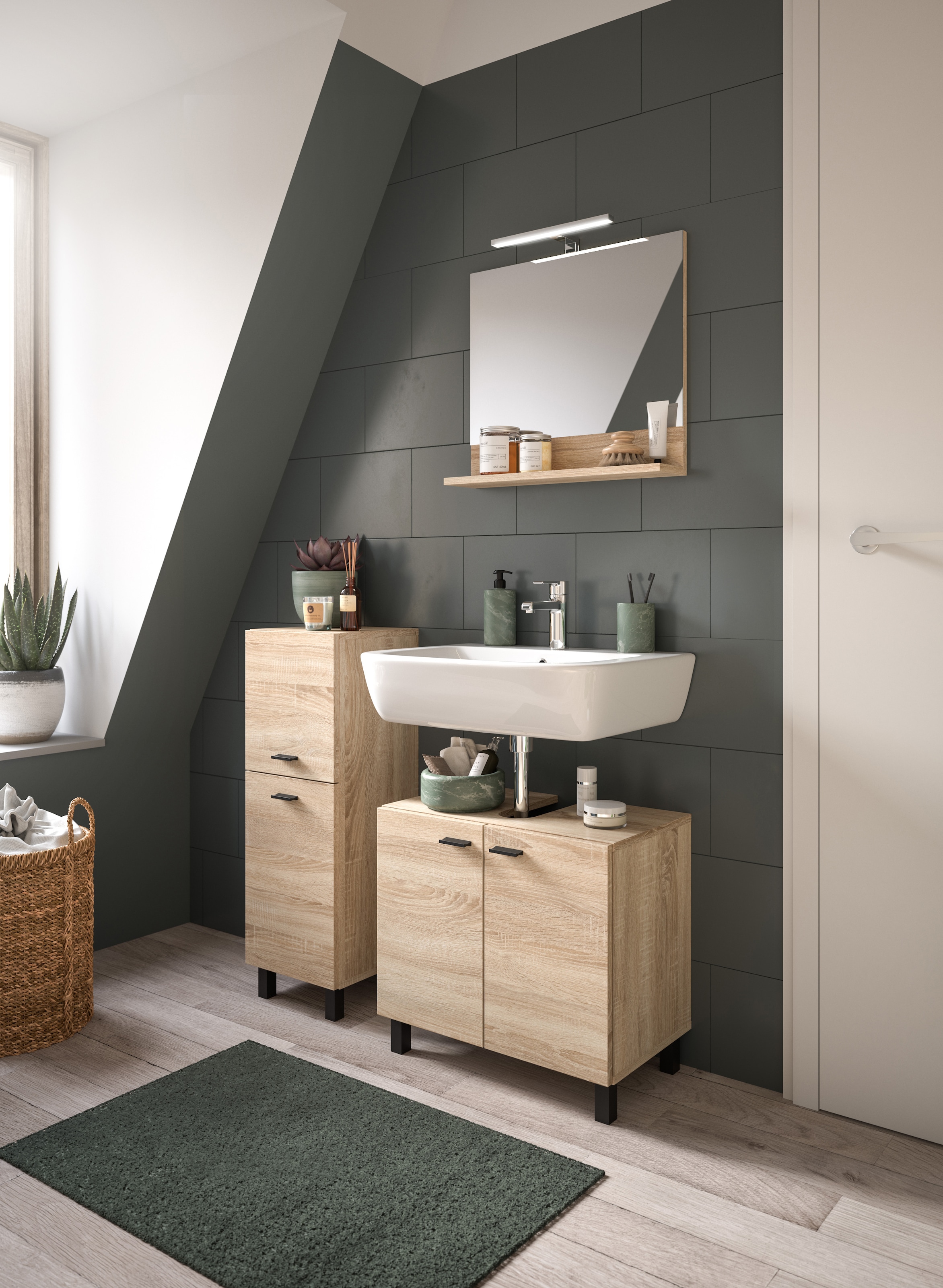 welltime Midischrank »Tampa, Höhe 80cm, hängend oder stehend montierbar«, Badschrank, Bad-Möbel, Badezimmer