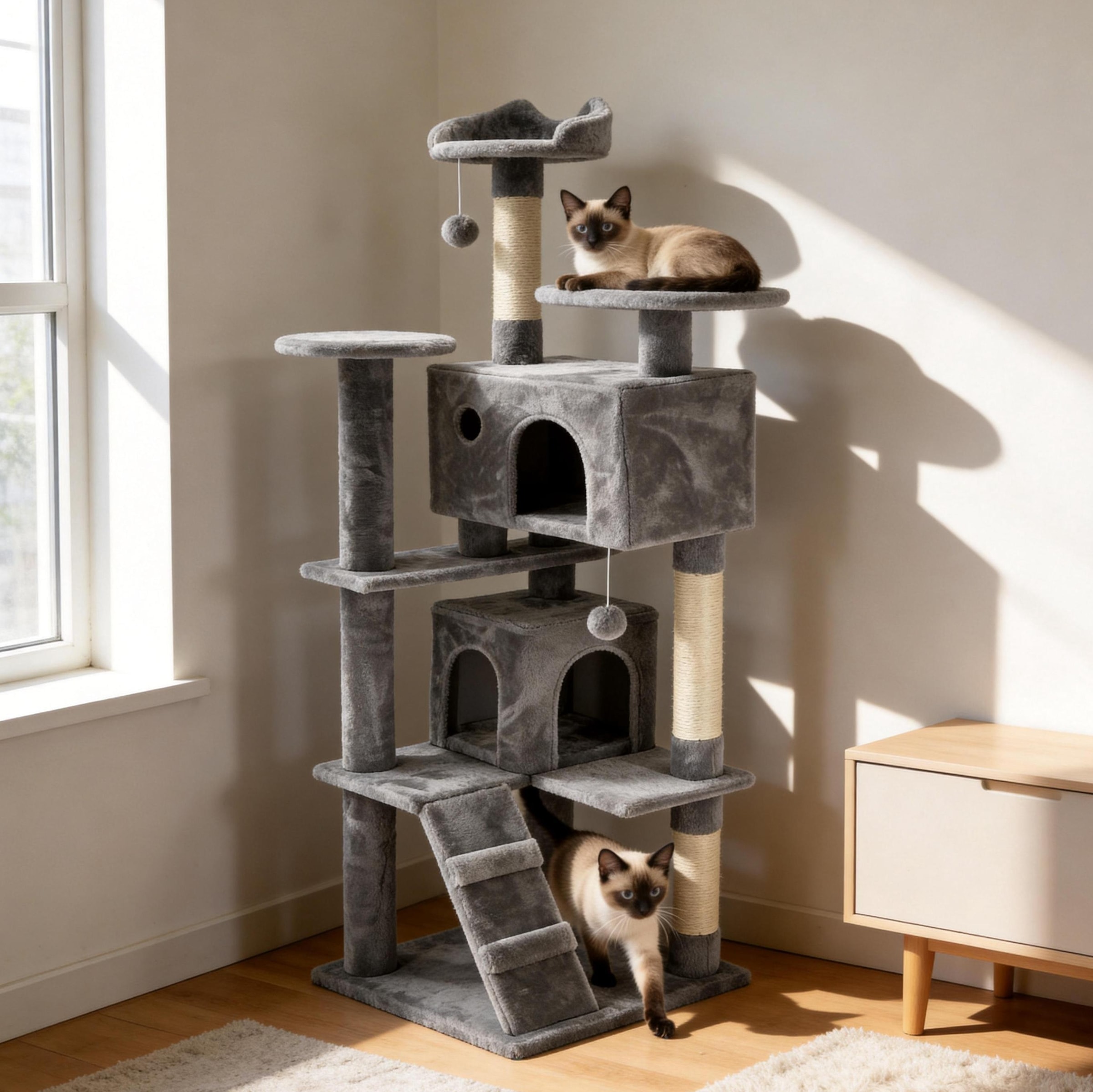 OTTO home Kratzbaum »Lofty« 139 cm hoch stabile Spanplatte, robuster Sisal und kuscheliger Plüsch