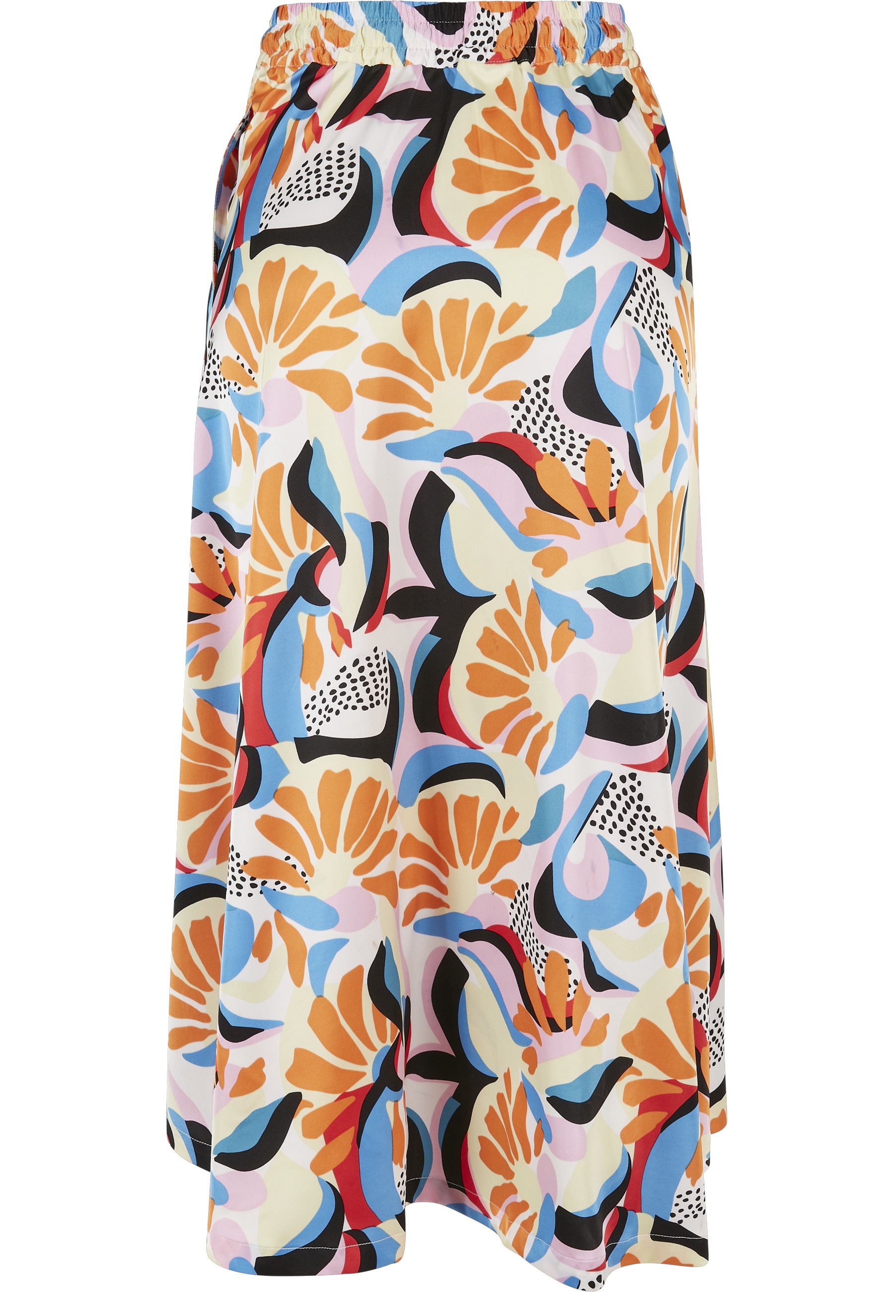 URBAN CLASSICS Jerseyrock »Urban Classics Damen Ladies AOP Satin Midi Skirt« 1 Stk.