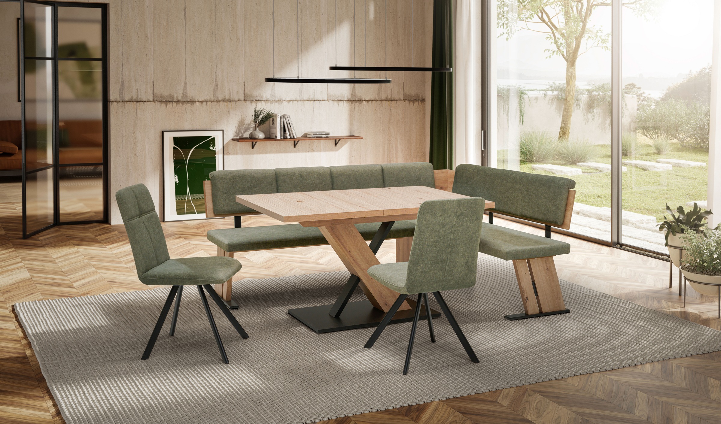 massivline&more Eckbankgruppe »SK Kota« 4 tlg. Holzwerkstoff, Metall, Stoff