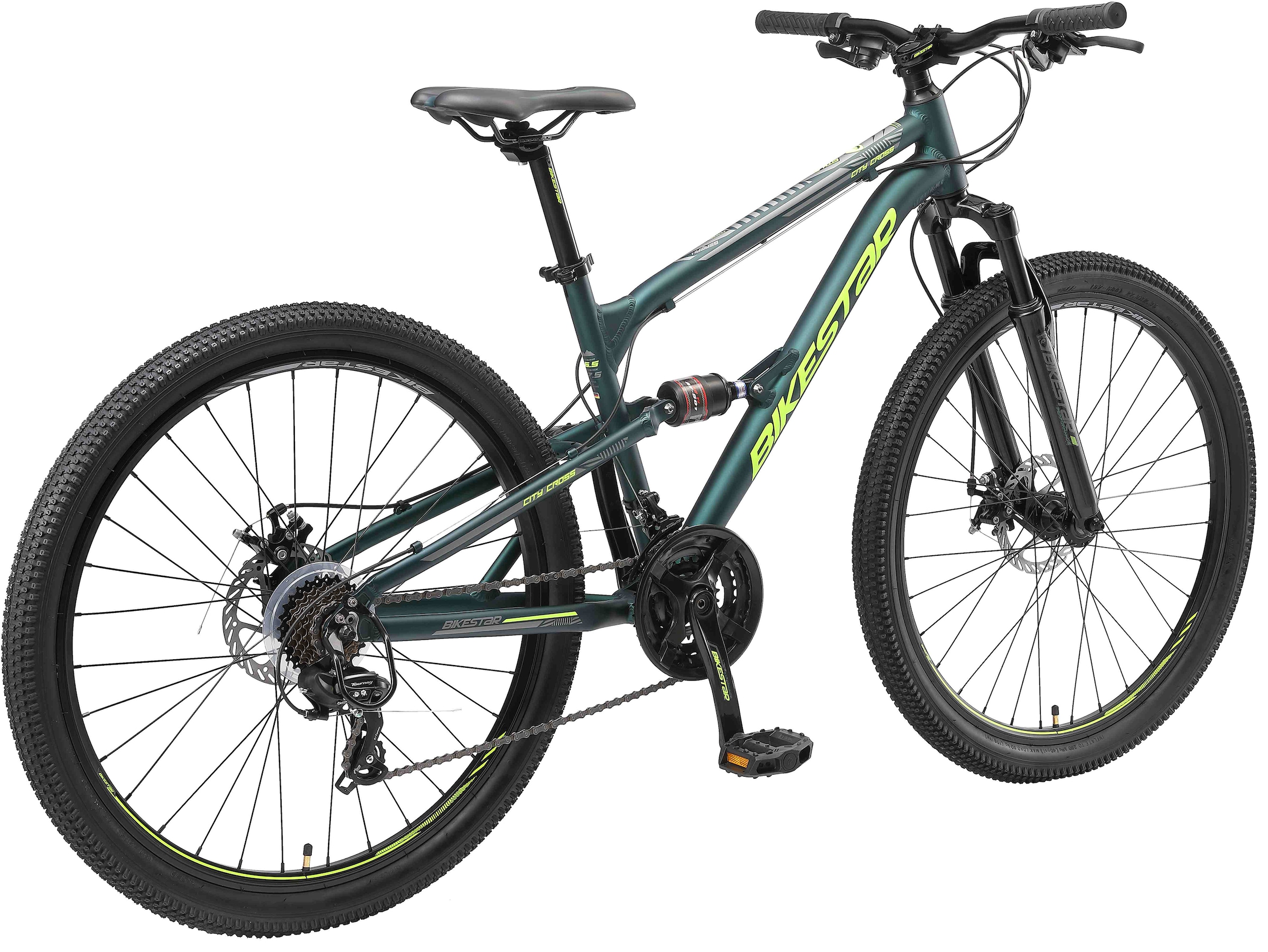 Bikestar Mountainbike, 21 Gang, Shimano, RD-TY300 Schaltwerk, Kettenschaltung, für Damen und Herren, Kettenschaltung