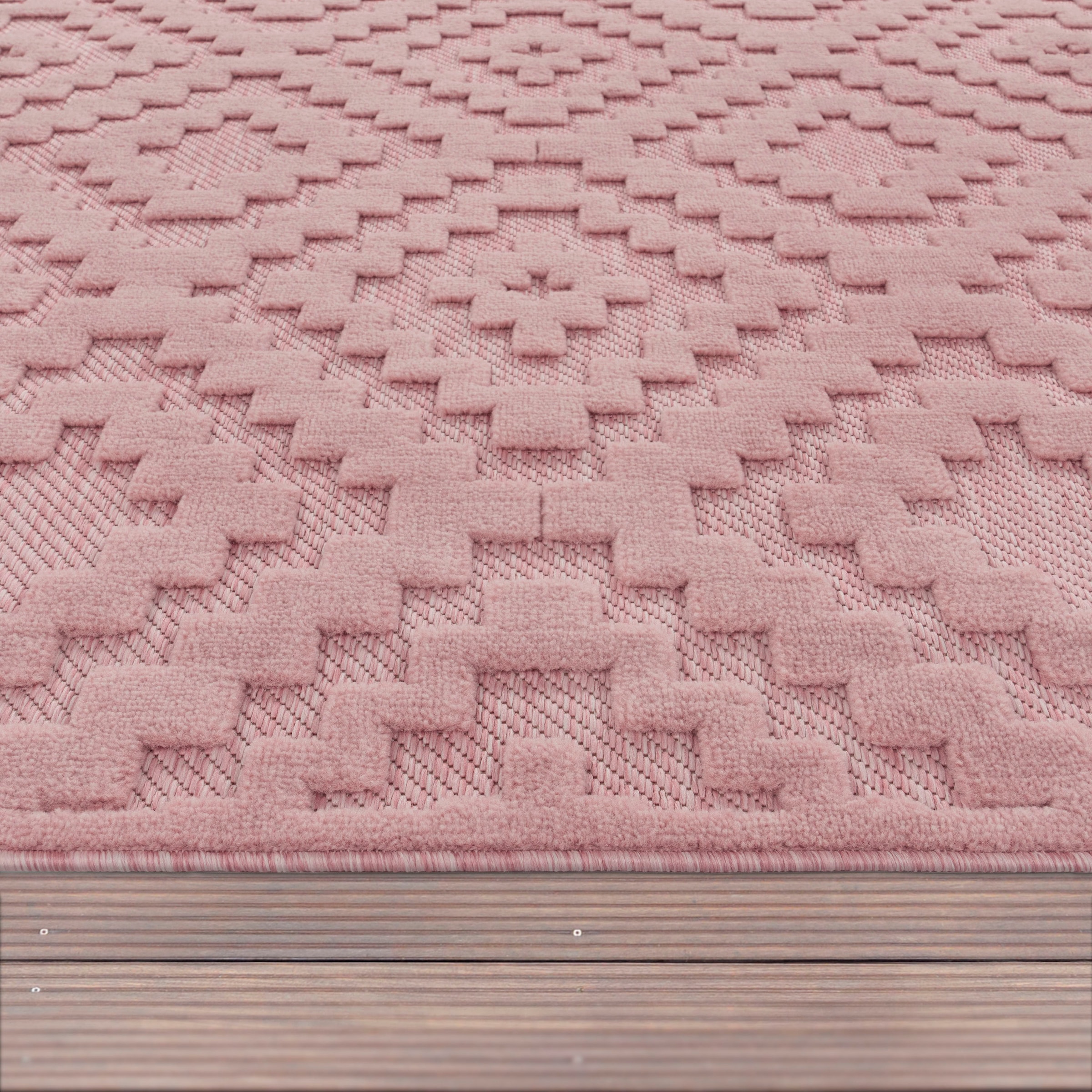 Paco Home Teppich »Livorno 672«, kaufen Effekt, Hoch-Tief Rauten rechteckig, geeignet Muster, Outdoor online Uni-Farben, Scandi