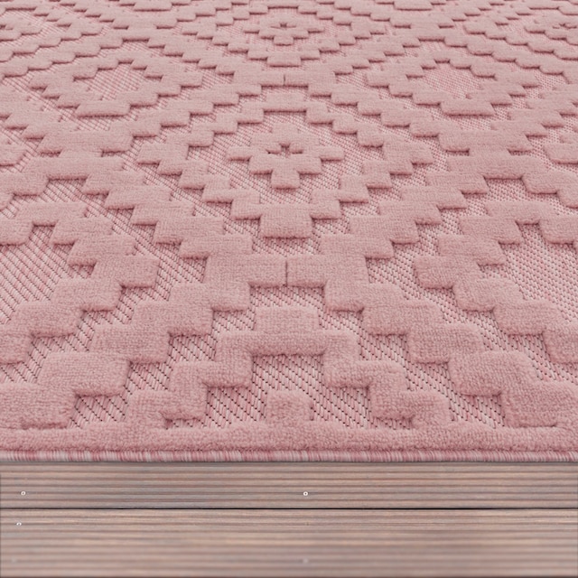 Paco Home Teppich »Livorno 672«, rechteckig, Uni-Farben, Scandi, Rauten  Muster, Hoch-Tief Effekt, Outdoor geeignet online kaufen