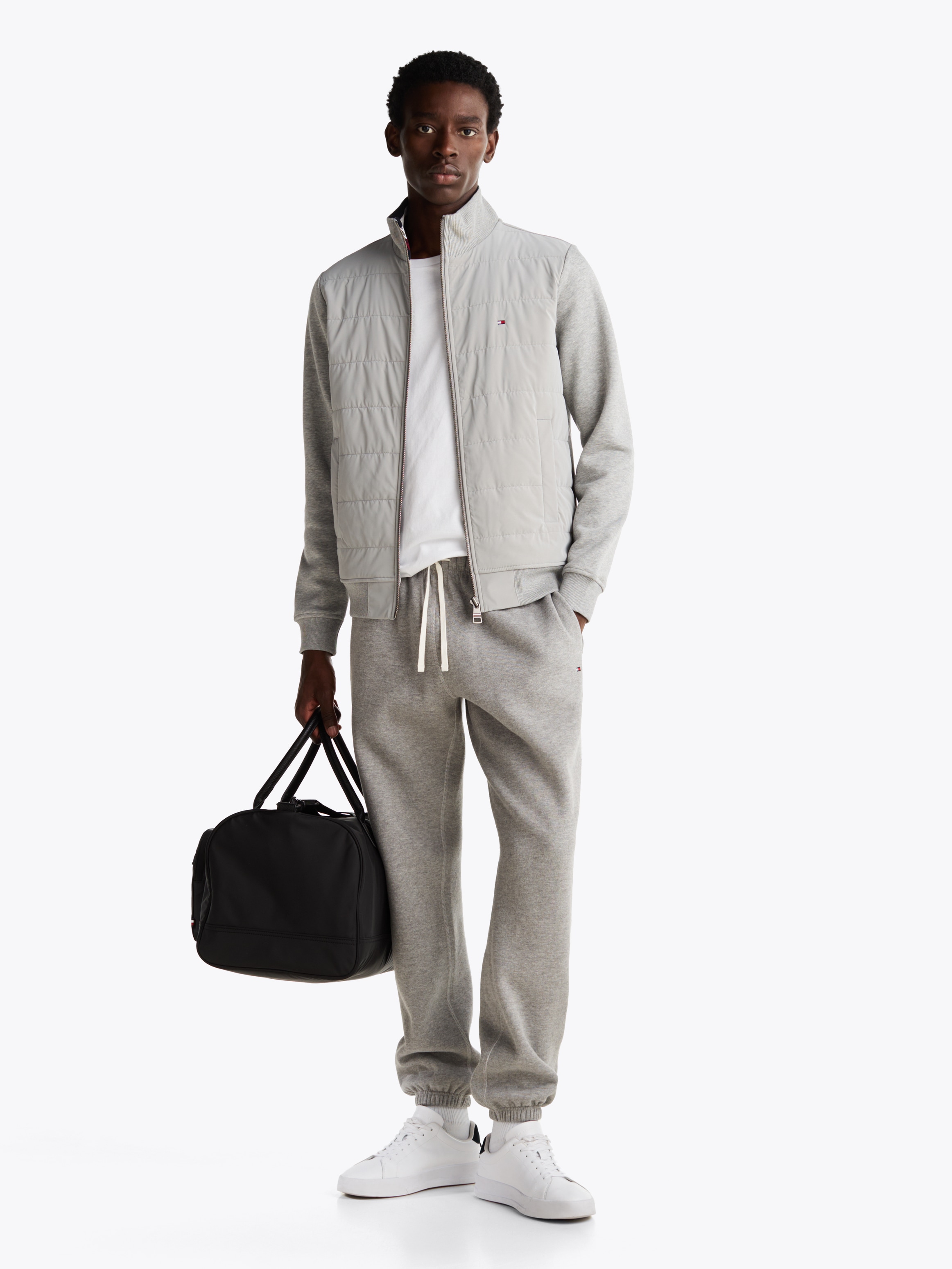 Tommy Hilfiger Sweatjacke »MIX MEDIA ZIP THRU STAND CLR«, mit gestreiftem Innenkragen