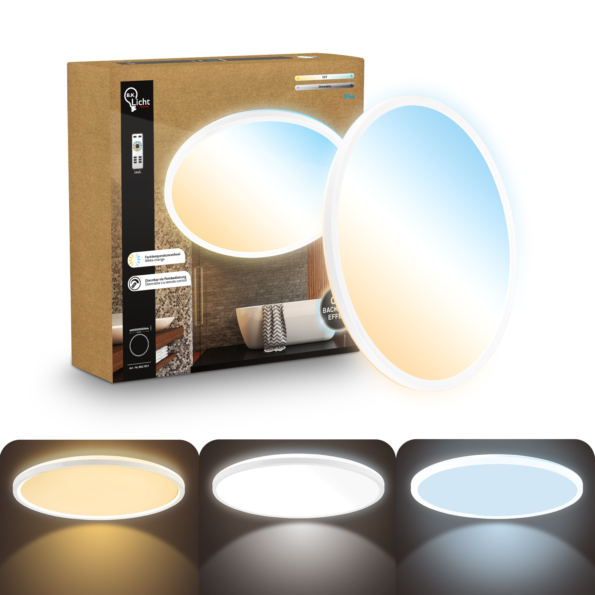 B.K.Licht LED Panel »SHALLOW« LED-Board 1 Stk. warmweiß - kaltweiß 42x3 cm, Badlampe, Badezimmer, Küche, Wohnzimmer