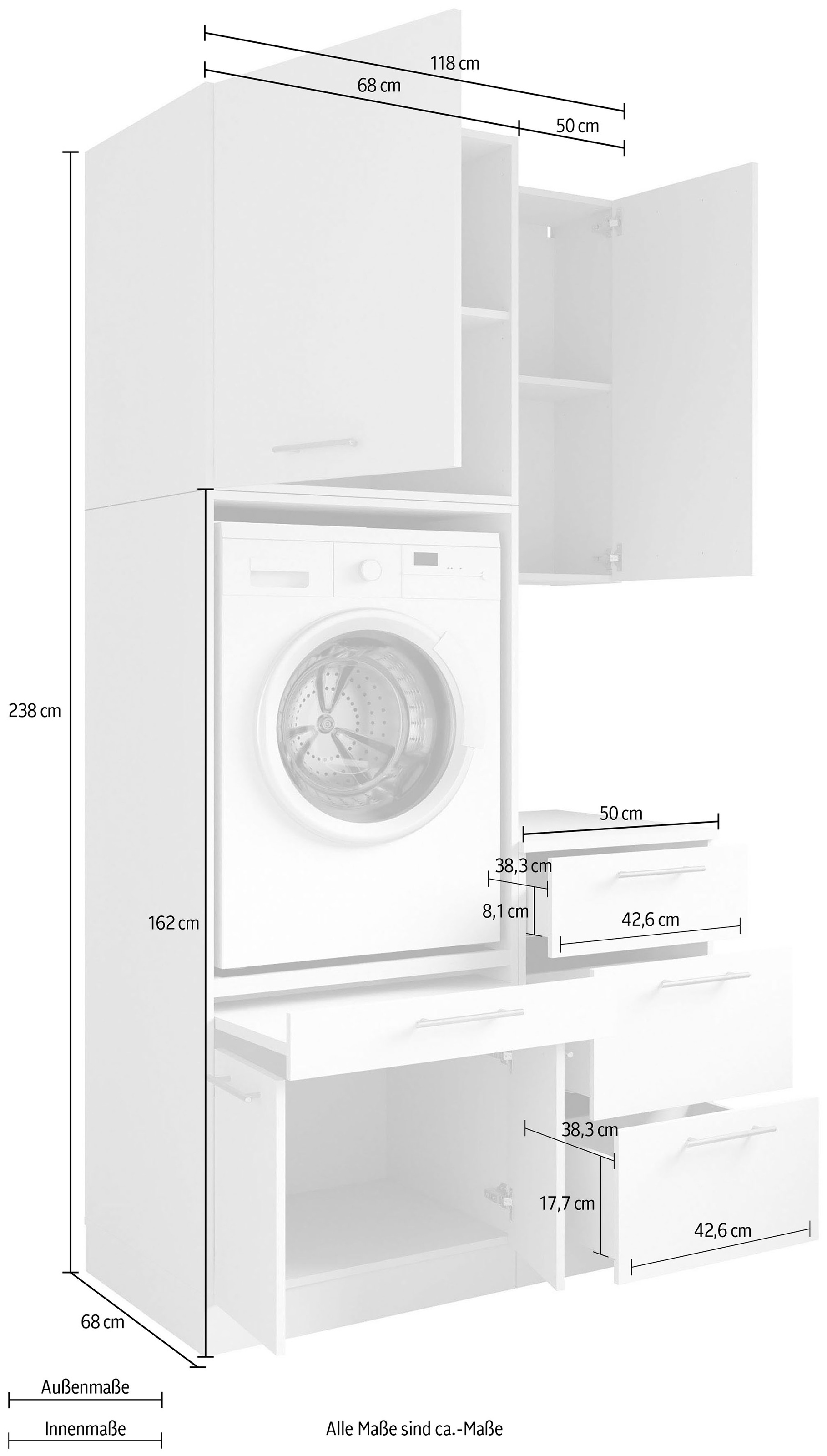 Laundreezy Mehrzweckschrank-Set »Laundreezy, 4-tlg. Mehrzweckschrank-Set B/H/T 118/238/68 cm« 4 Stk. tlg.