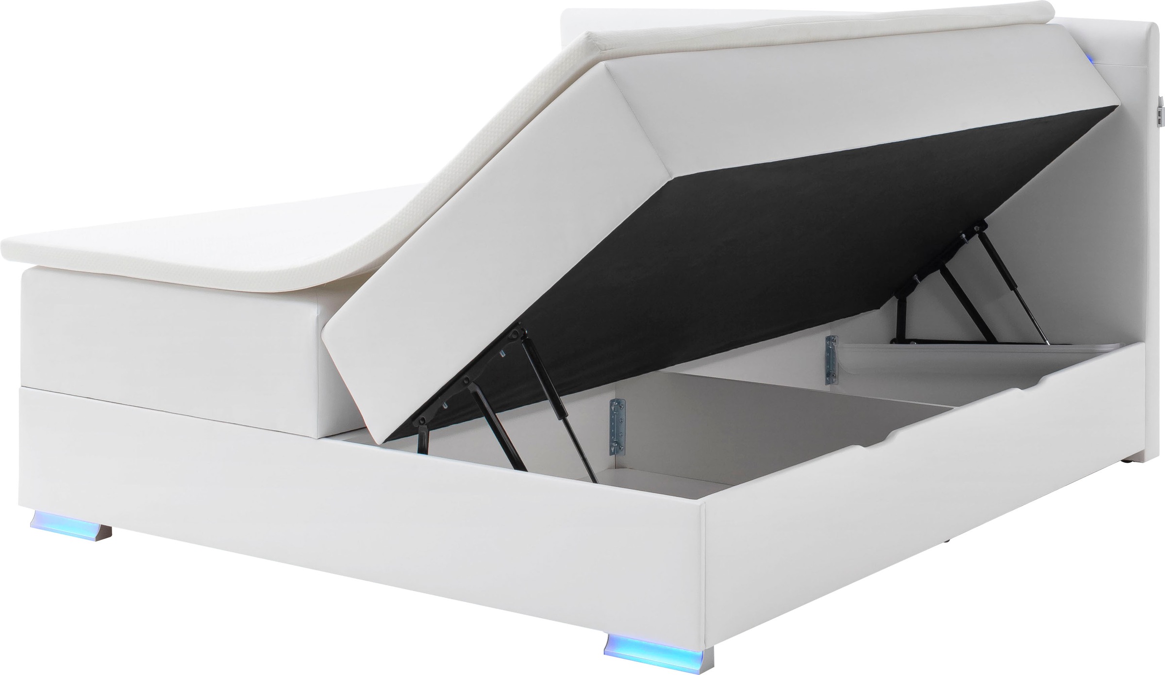 meise.möbel Boxspringbett »Las Vegas«, Füße und Kopfteil mit LED-Beleuchtung, mit Bettkasten und Topper