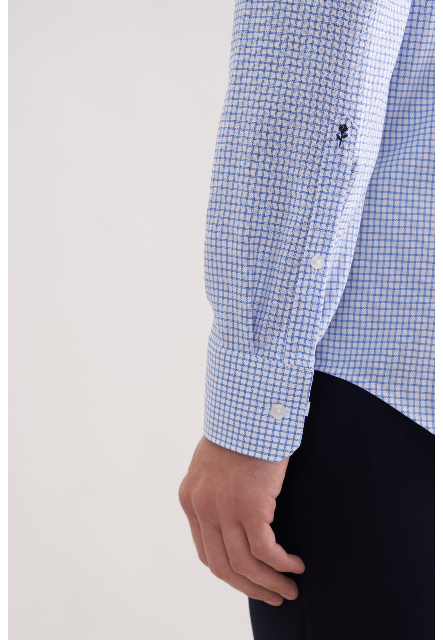 seidensticker Businesshemd »Schwarze Rose« Slim 1/1 Covered-Button-Down-Kragen Karo