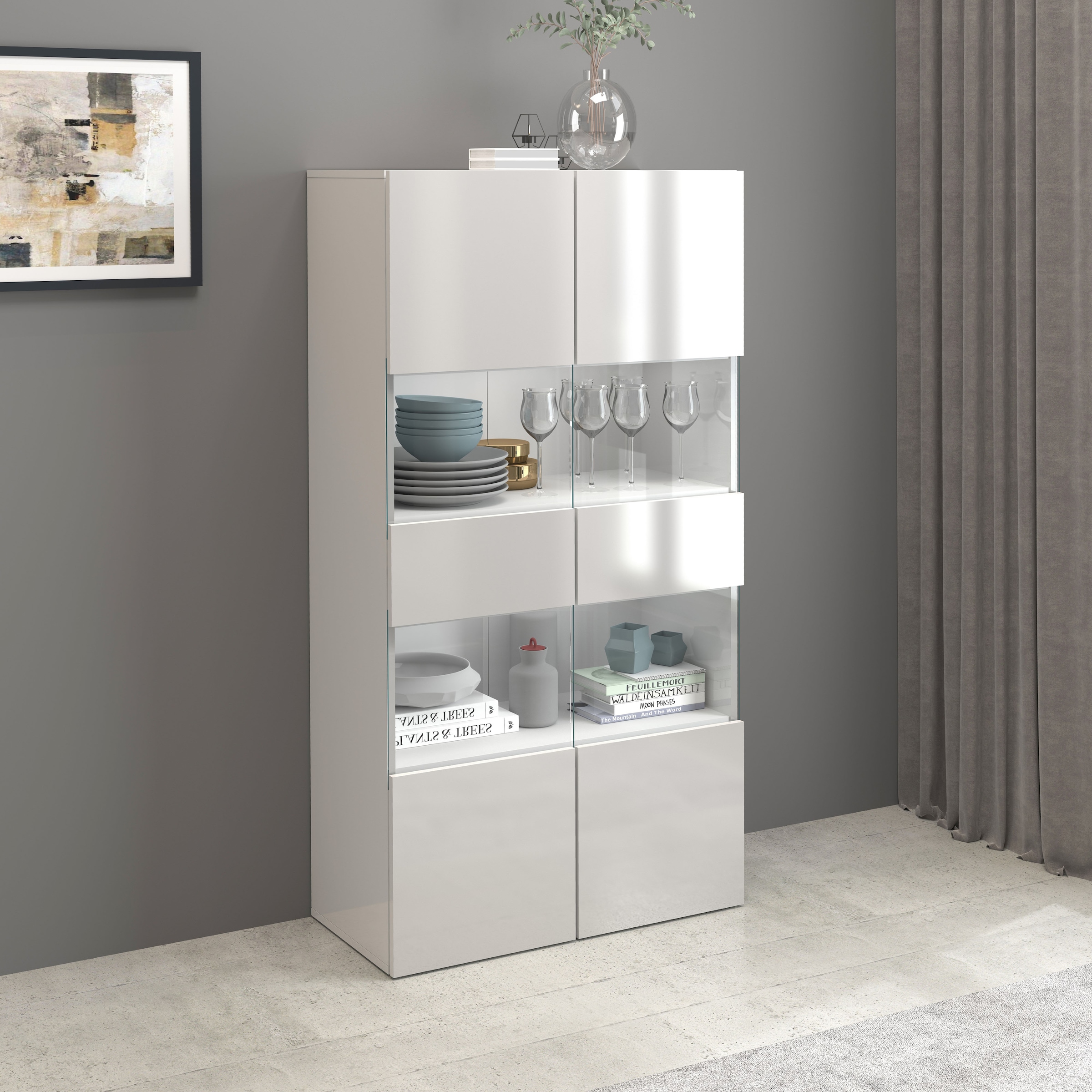 INOSIGN Vitrine »Egypt«, komplett hochglanz lackiert, 2 Glastüren