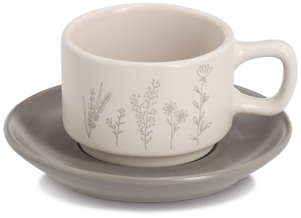 Zeller Present Espressotasse »Espresso-Set "Flowers", 8-tlg., Steingut«, (Set, 8 tlg.), zarte Blumenmotive
