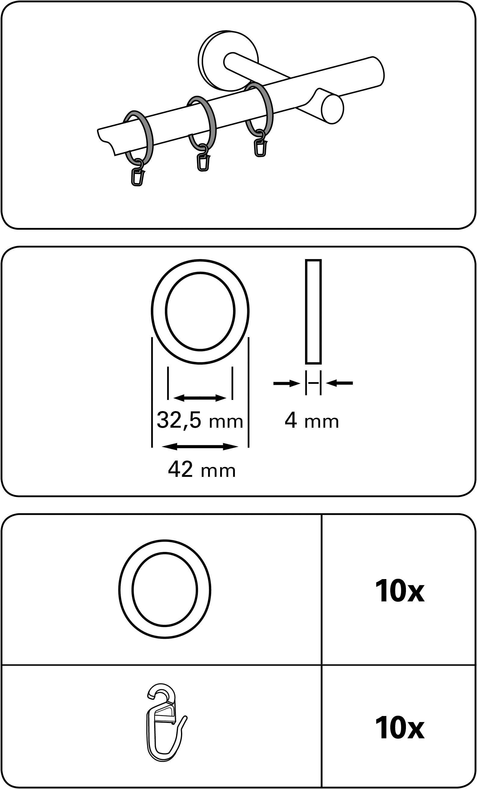 22/25 Serie Gardinenring Zylinder Gleiteinlage«, mm Ø »Gardinenringe mit Set (10 GARDINIA online Gardinenstangen St.), kaufen 1-Lauf