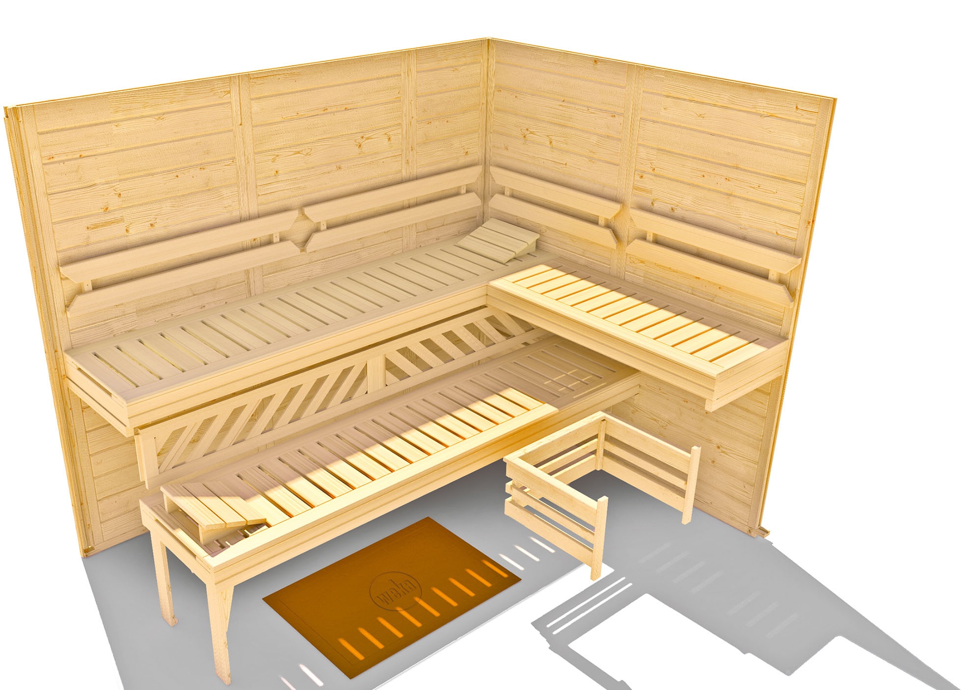 weka Sauna »Design-Sauna KEMI 5« Blockbohlen, moderne Ganzglastür