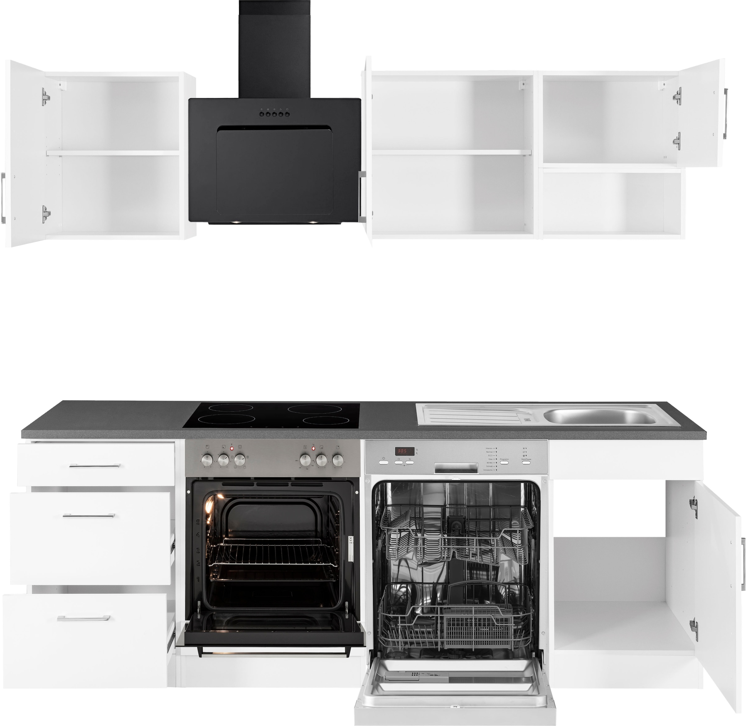 KOCHSTATION Küchenzeile »KS-Haiti«, mit E-Geräten, Breite 220 cm