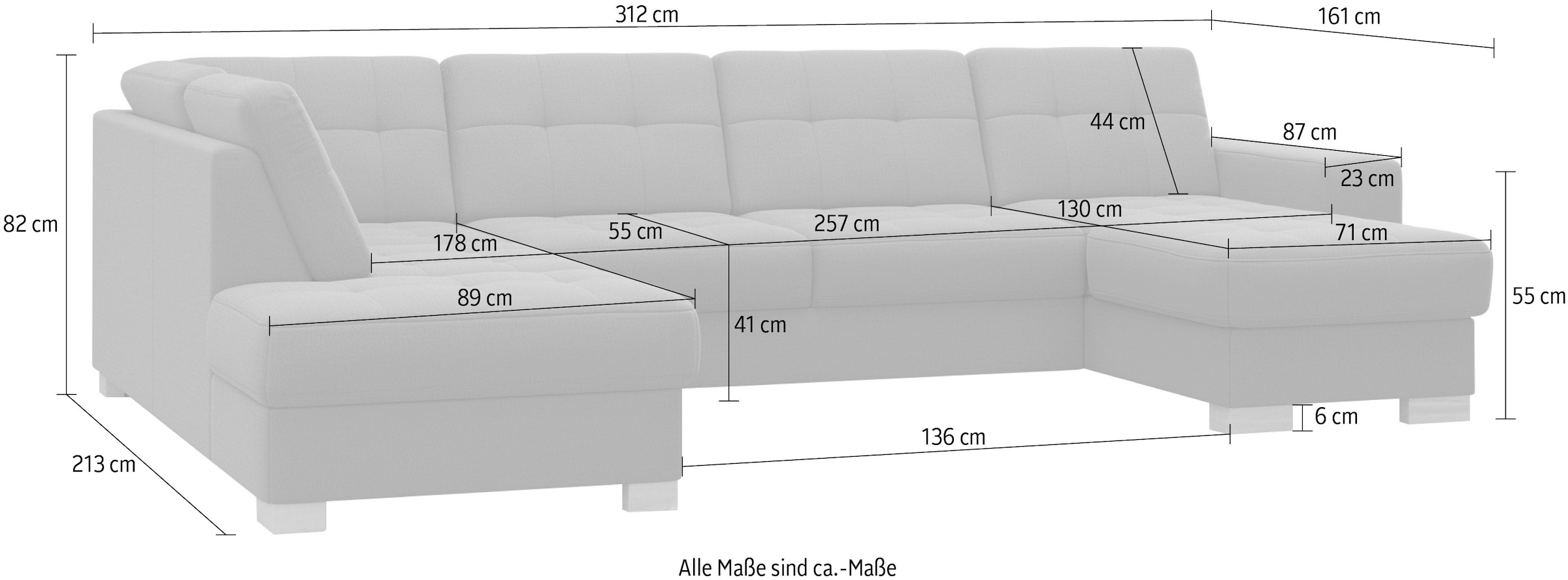 sit&more Wohnlandschaft »Quincy U-Form«, wahlweise mit Bettfunktion und Bettkasten