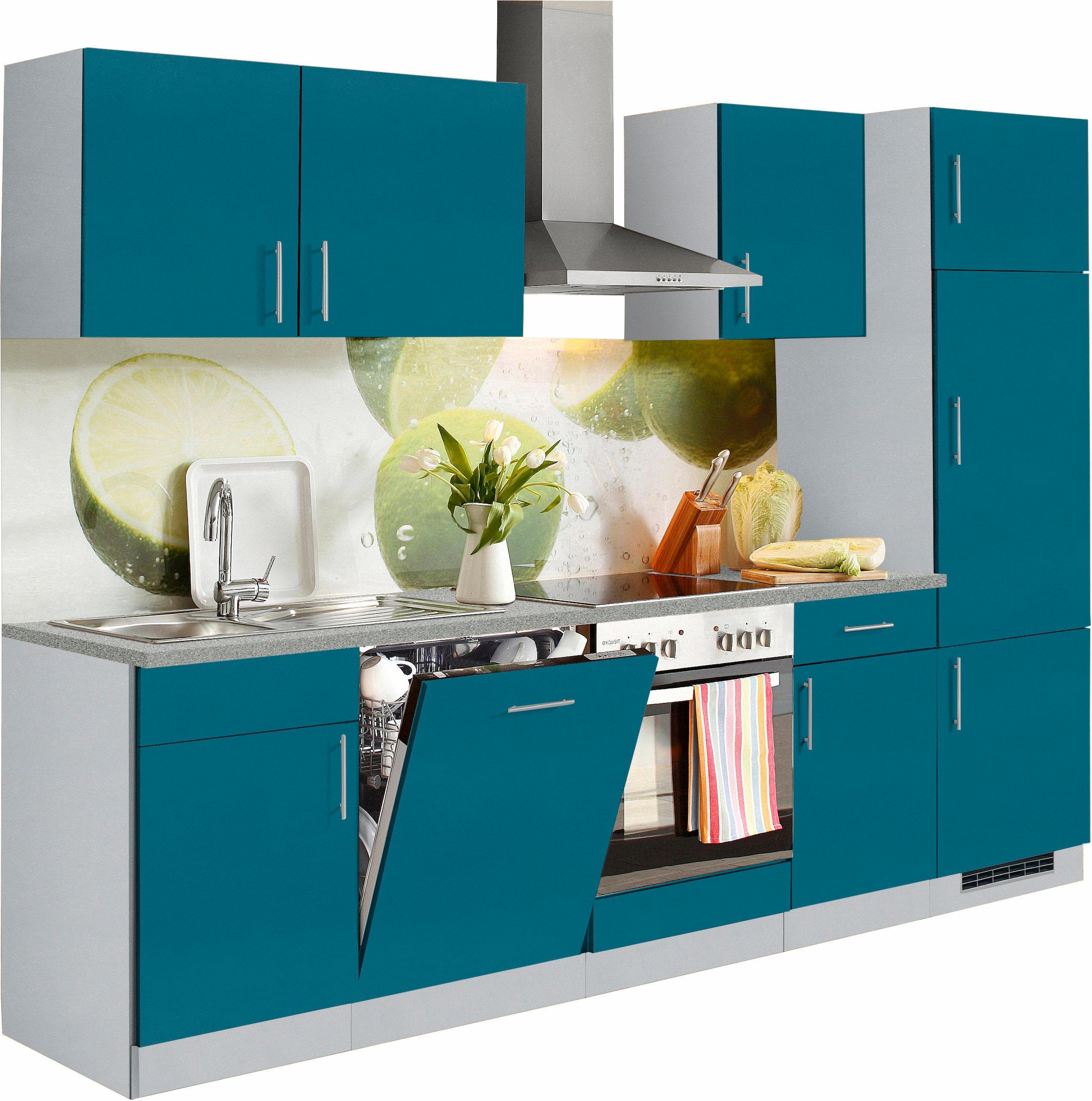 wiho Küchen kaufen Breite 280 auf Raten Geschirrspüler, E-Geräten, »Kiel«, cm mit Küchenzeile inkl
