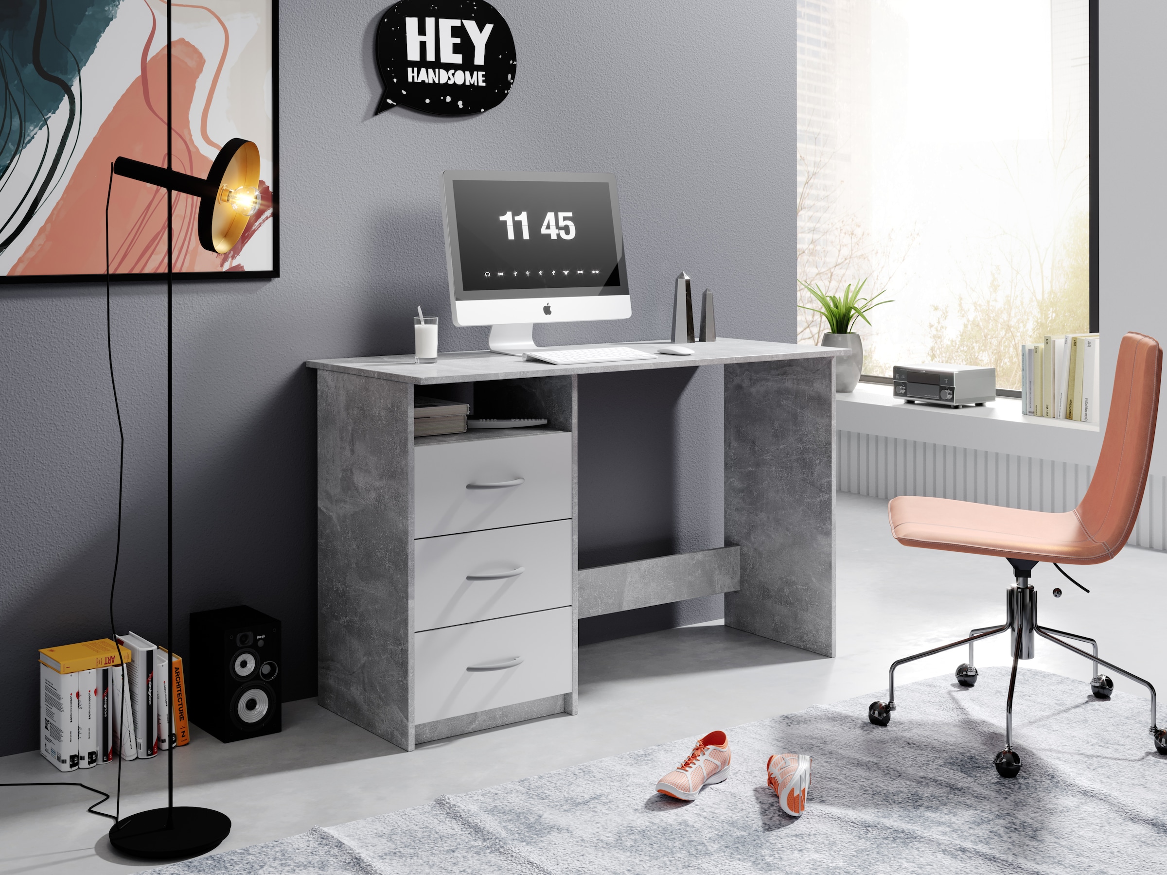 BEGA OFFICE Schreibtisch »Adria, Computertisch,«, Schubkästen rechts oder links montierbar, Breite 123 cm
