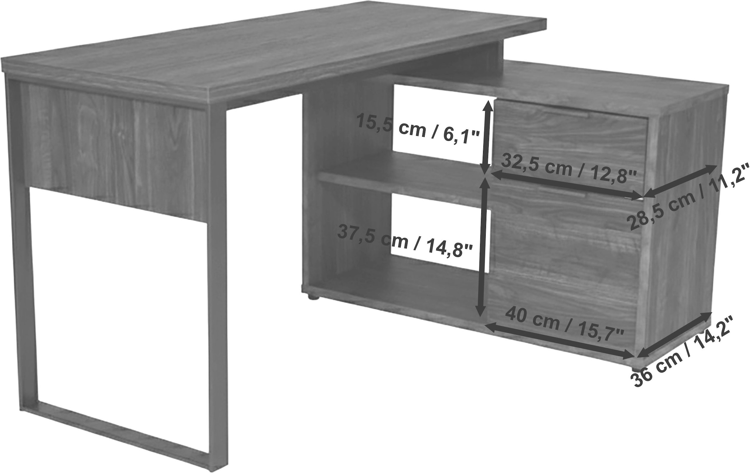 Jahnke Eckschreibtisch »LOOP C 140 E« Eckschreibtisch, 1 offenes Fach, 1 Schublade+1 Tür, Breite: 140 cm