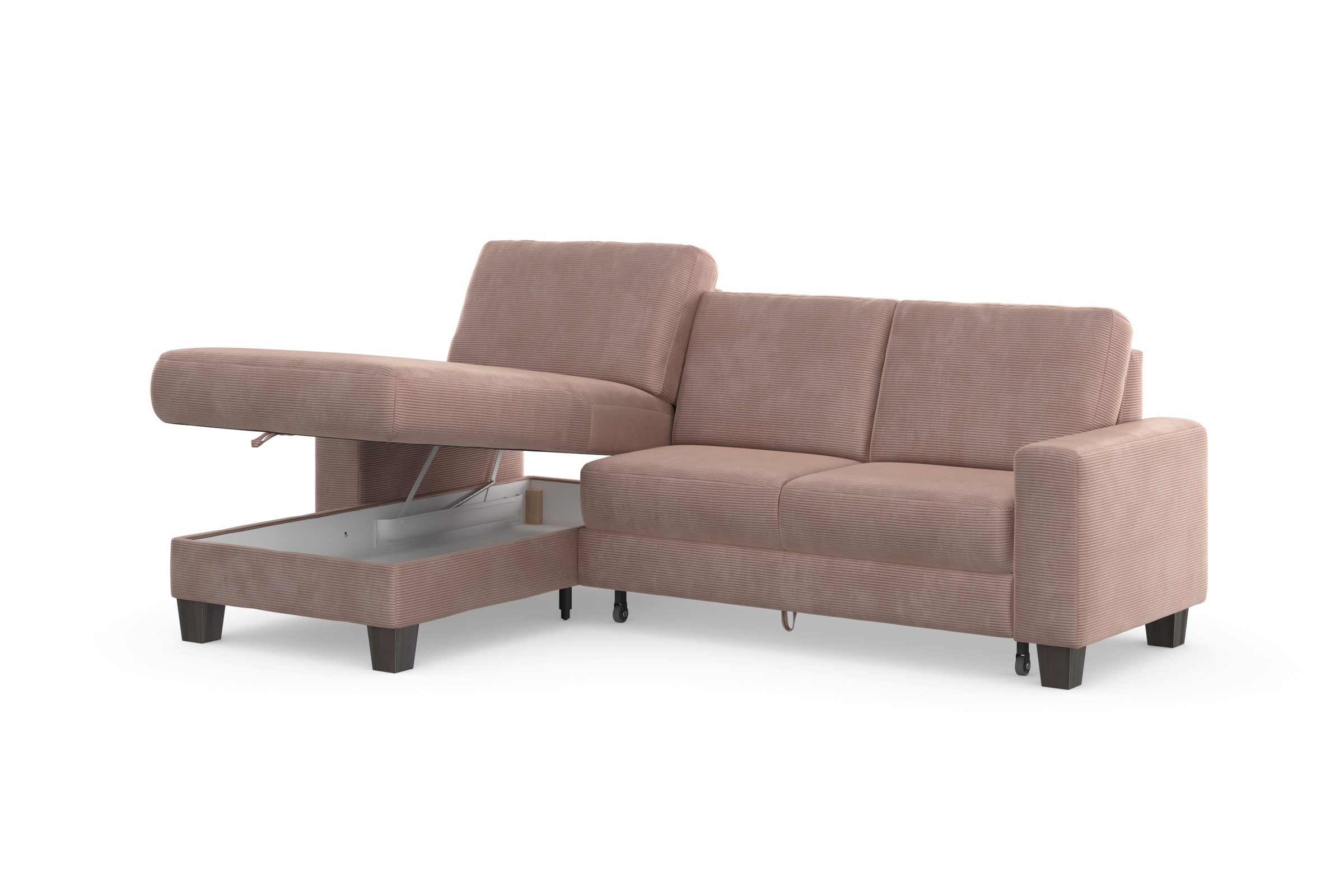 Home affaire Ecksofa »Summer L-Form«, mit Recamiere, mit oder ohne Bettfunktion und Bettkasten, Cord-Bezug