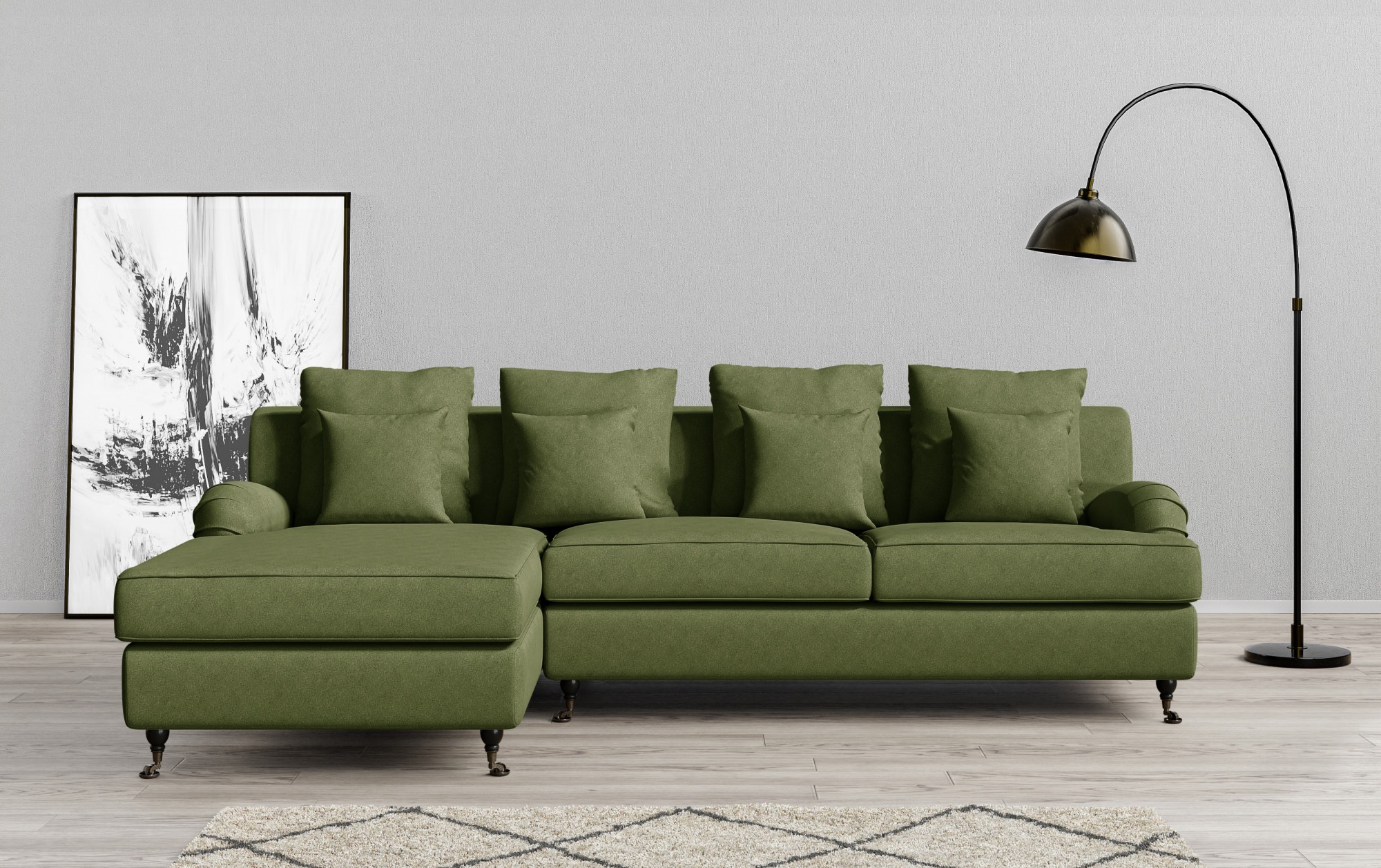 Guido Maria Kretschmer Home&Living Ecksofa »NORIN L-Form«, zwei Fußarten: vorne - Rollen, hinten - Holzfüße