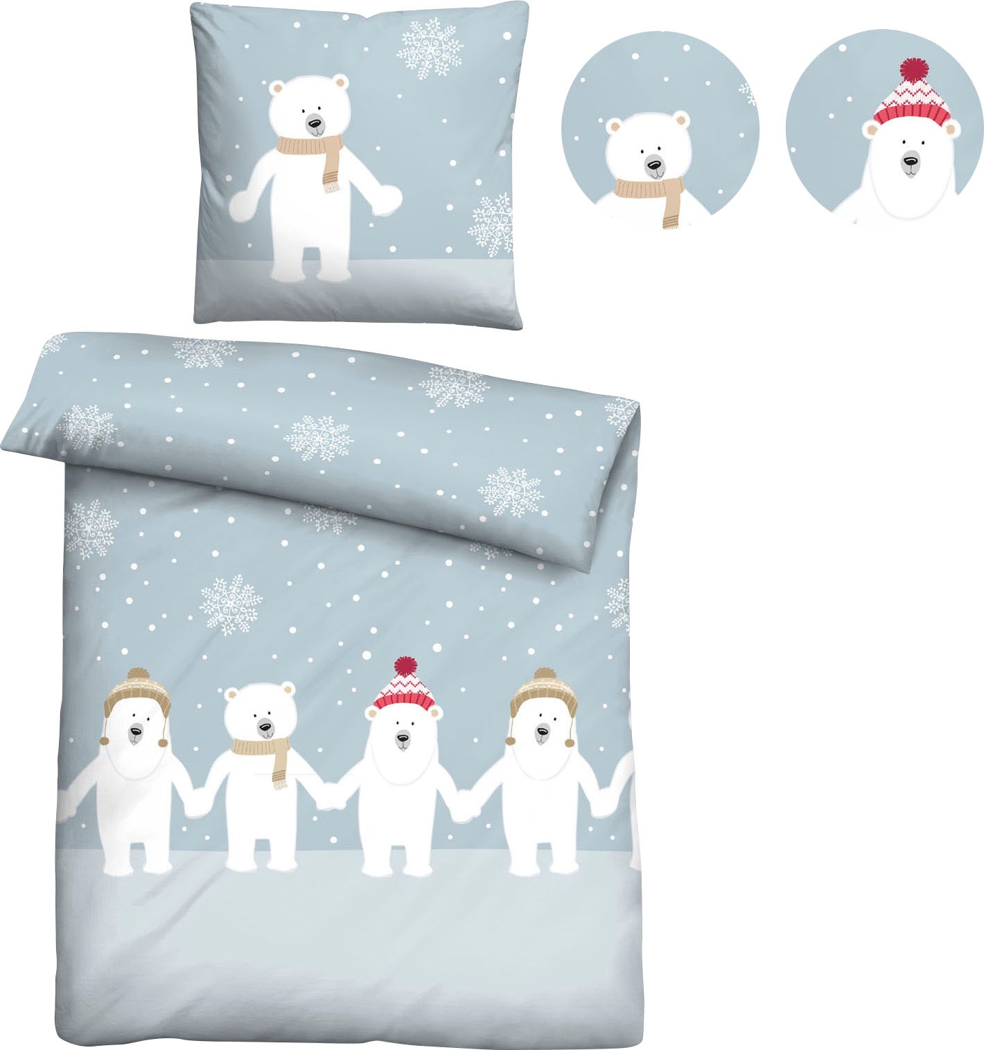 Biberna Kinderbettwäsche »Eddy«, mit winterlichen Eisbären günstig online kaufen