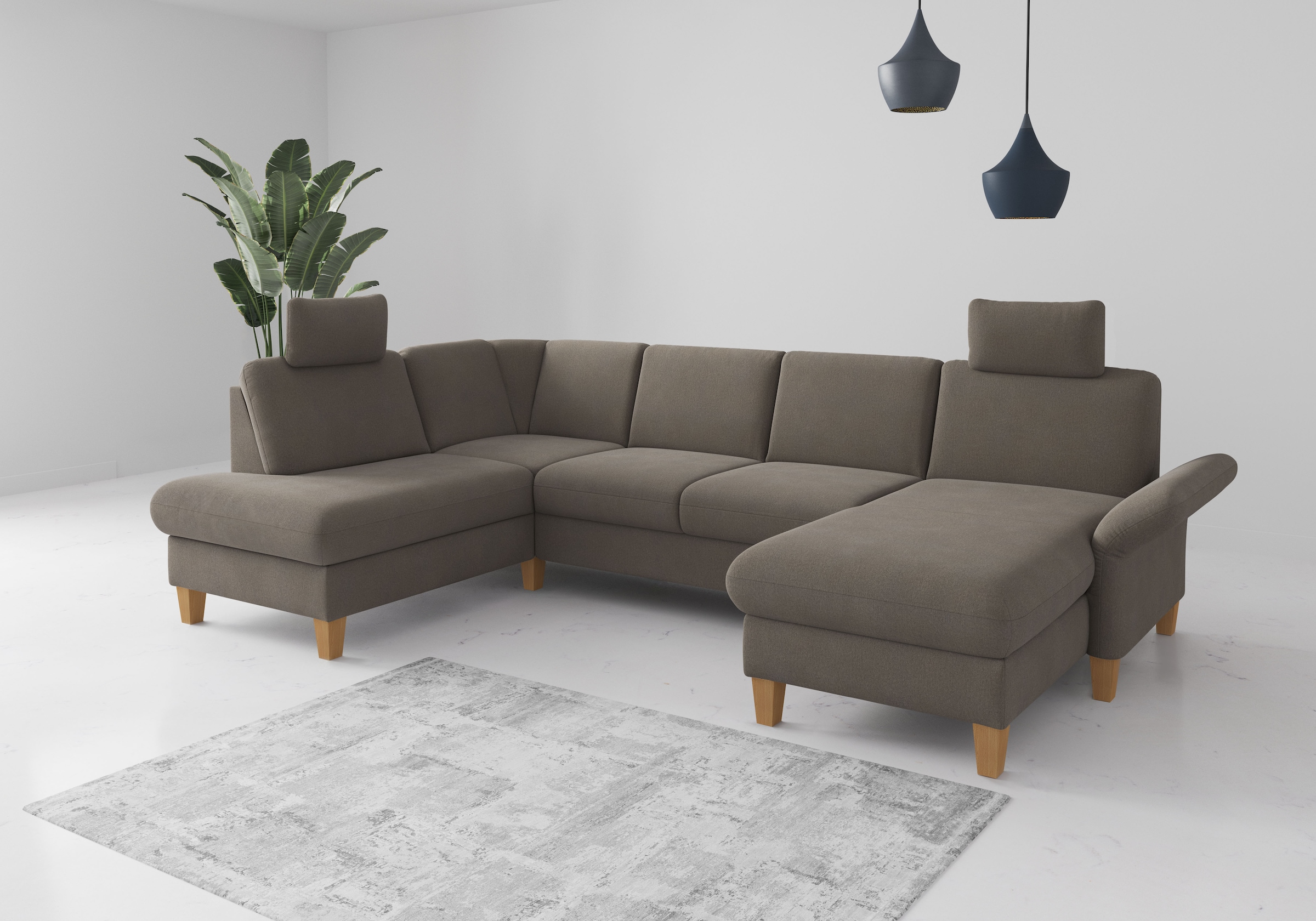 Home affaire Wohnlandschaft "Rochelle, U-Form" optional mit Armteilverstell günstig online kaufen