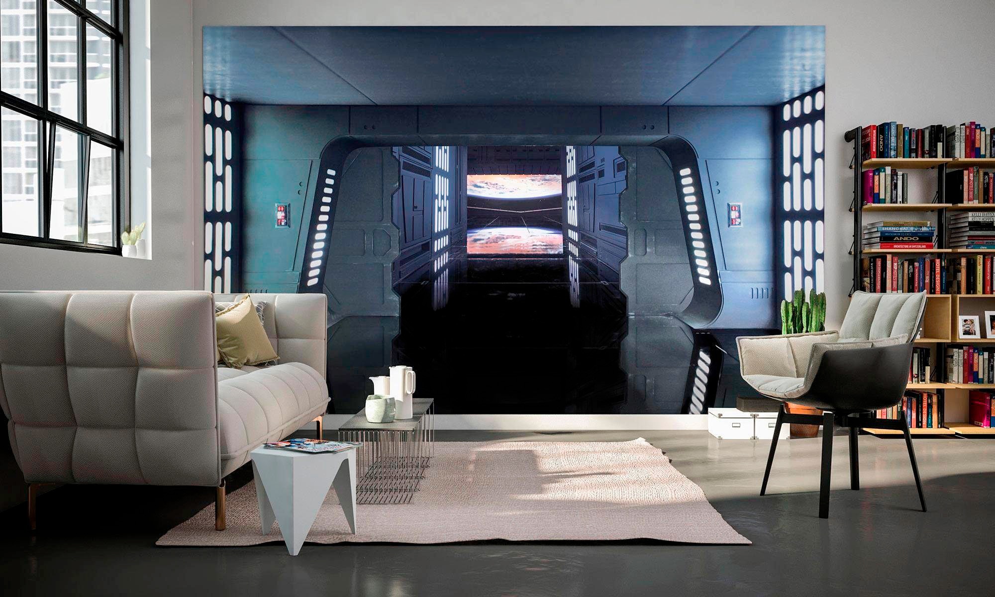 Komar Vliestapete »Digitaldruck Vlies - Star Wars Death Star Floor - Größe 400 x 250 cm«, bedruckt, Kinderzimmer