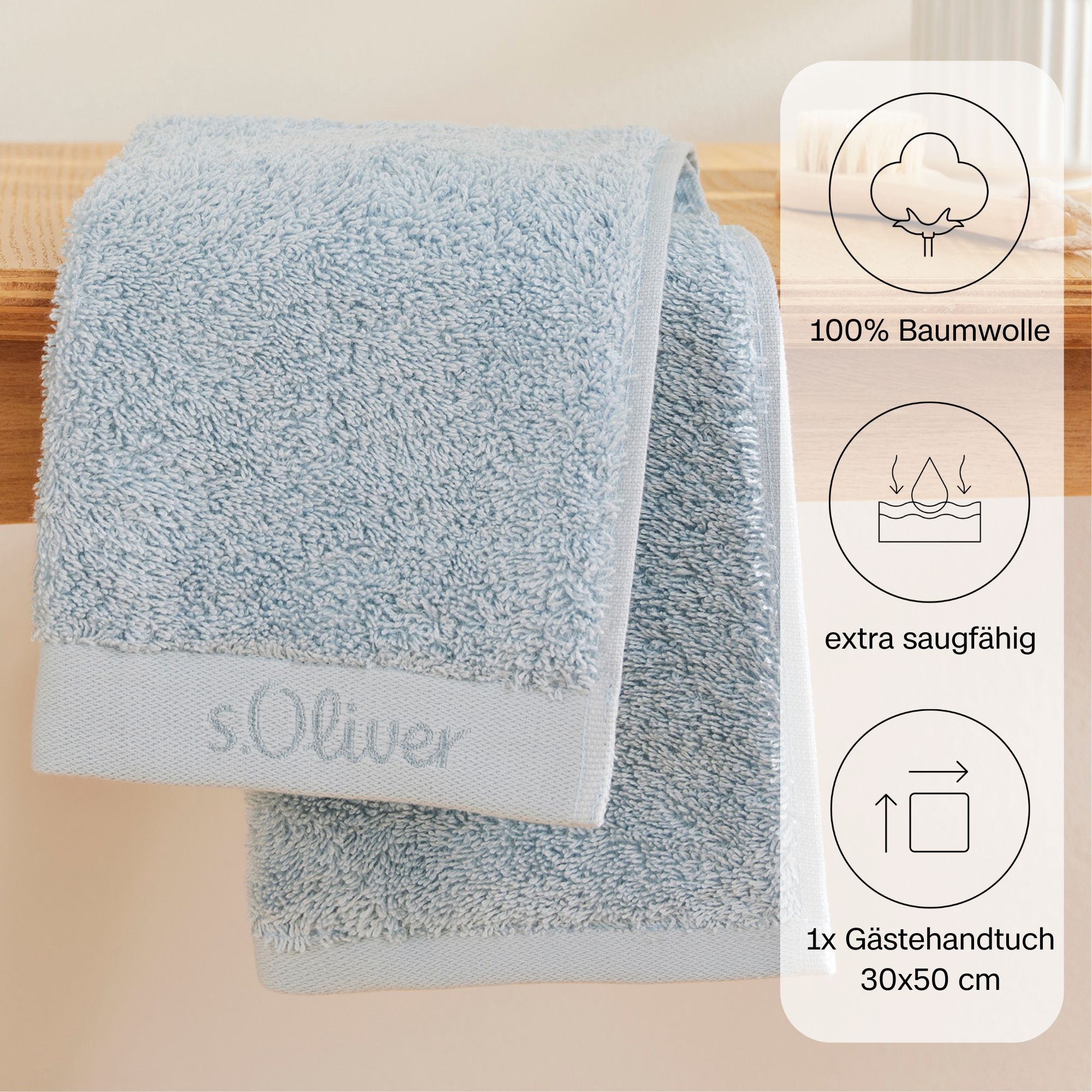 s.Oliver Gästehandtuch »s.Oliver, Premium Qualität, 600 gr/m², auch als Sets erhältlich«, (1 St., Gästehandtuch 30 x 50 cm), große Farbauswahl, auch als Duschtuch, Waschhandschuh, Handtuch