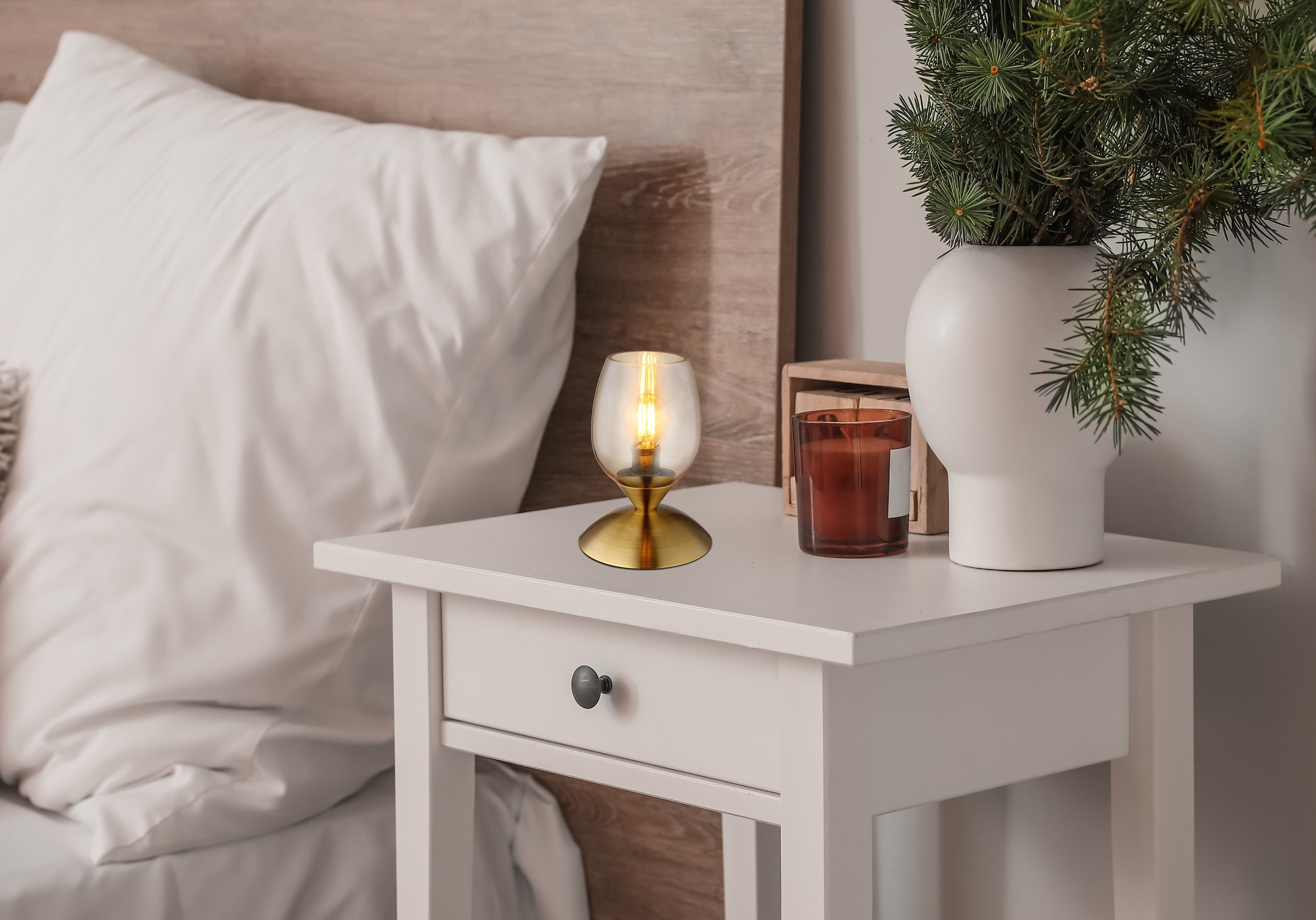 GLOBO LIGHTING Tischleuchte »KUWAITA« E14 1 Stk. Tischlampe Nachttischlampe günstig online kaufen