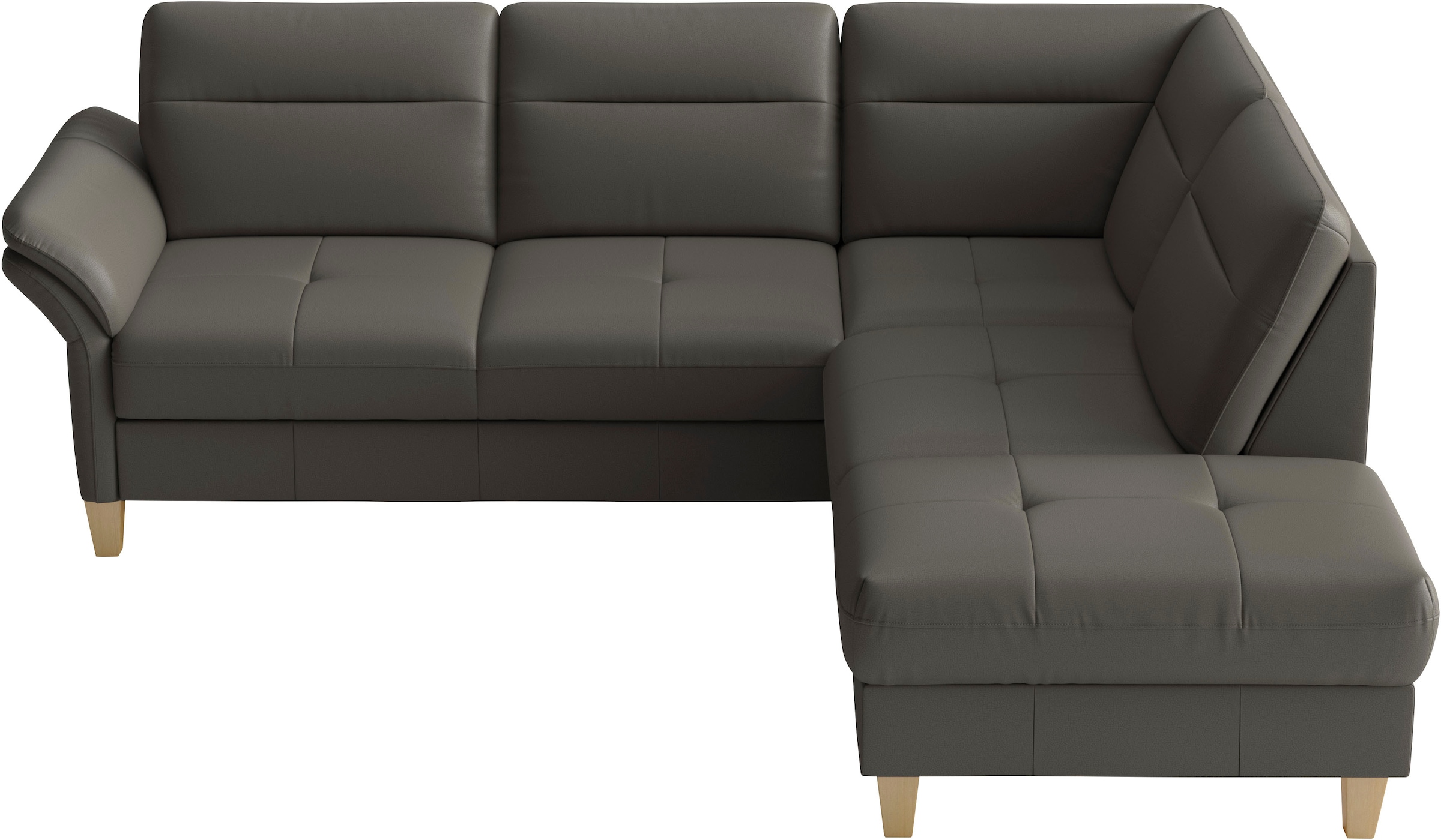 sit&more Ecksofa »Pamela L-Form, B: 218 cm, optional Schlaffunktion & Bettkasten, Leder« wahlweise mit Armteilverstellung, Sofa mit Federkern, Sitzhöhe: 48 cm