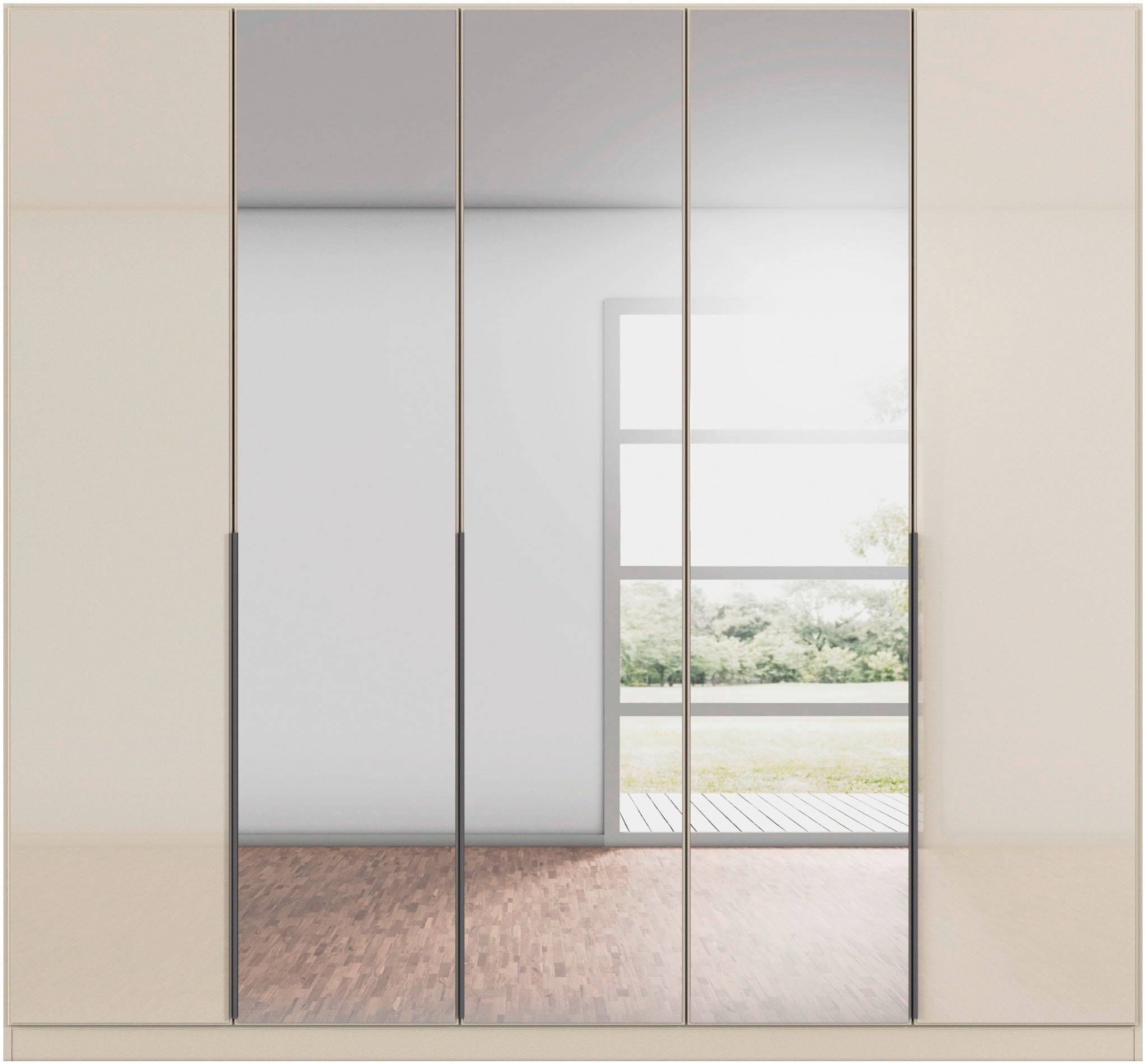 rauch Drehtürenschrank »Kleiderschrank Kleiderschränke Schrank Garderobe AGORDO mit Glasfront«, (in zwei Griff-Farben), durchdachte Innenausstattung, in 6 Breiten und 2 Höhen MADE IN GERMANY