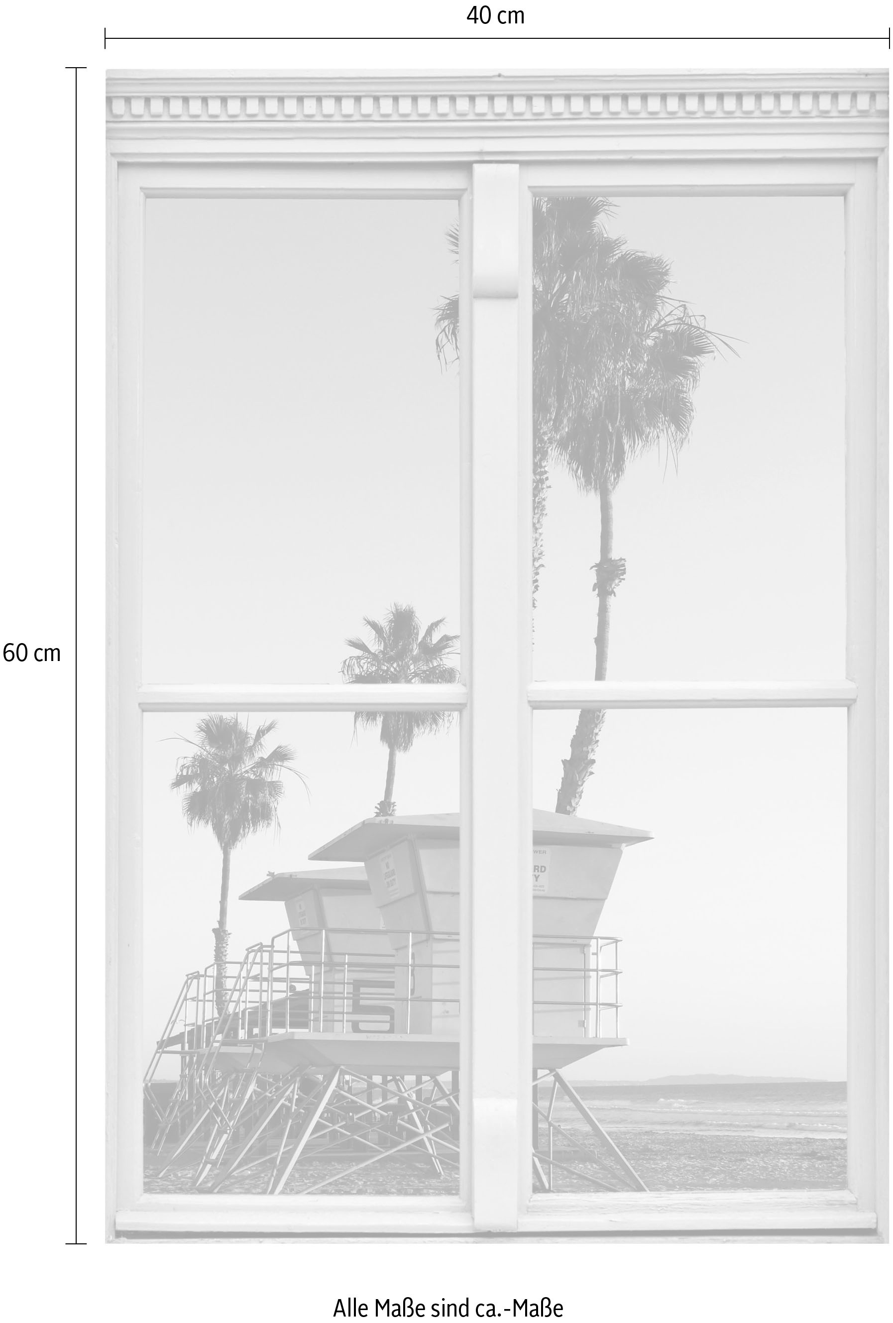 queence Wandsticker »Strand«, Wandsticker, Wandbild, selbstklebend, 3D, Fenster