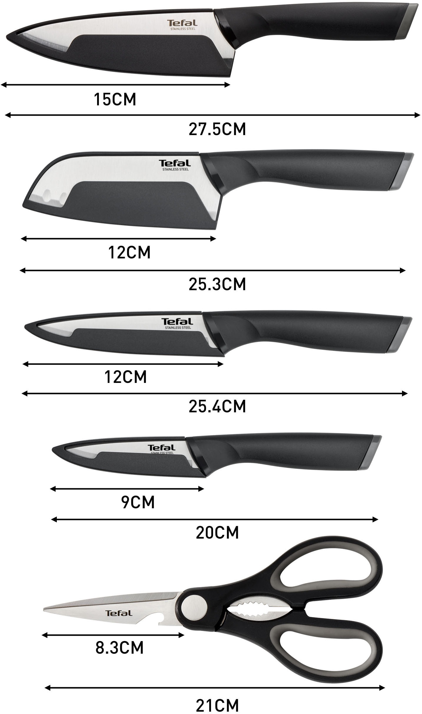 Tefal Messer-Set »Comfort« Klingenhülle, Edelstahl Klingen, ergonomischer Griff, Soft-Touch