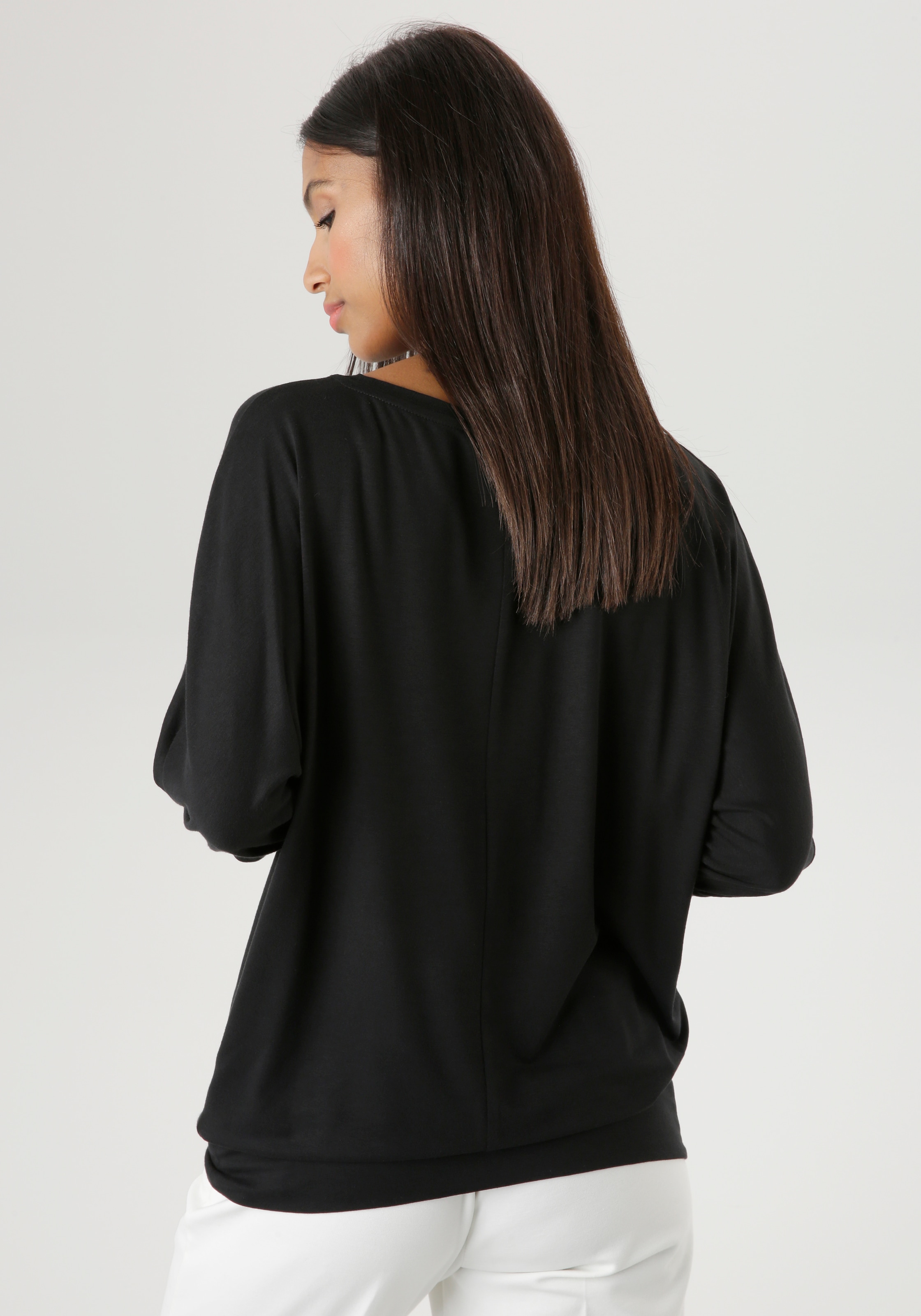 Aniston SELECTED Fledermausshirt, mit abstraktem Gesichtsdruck