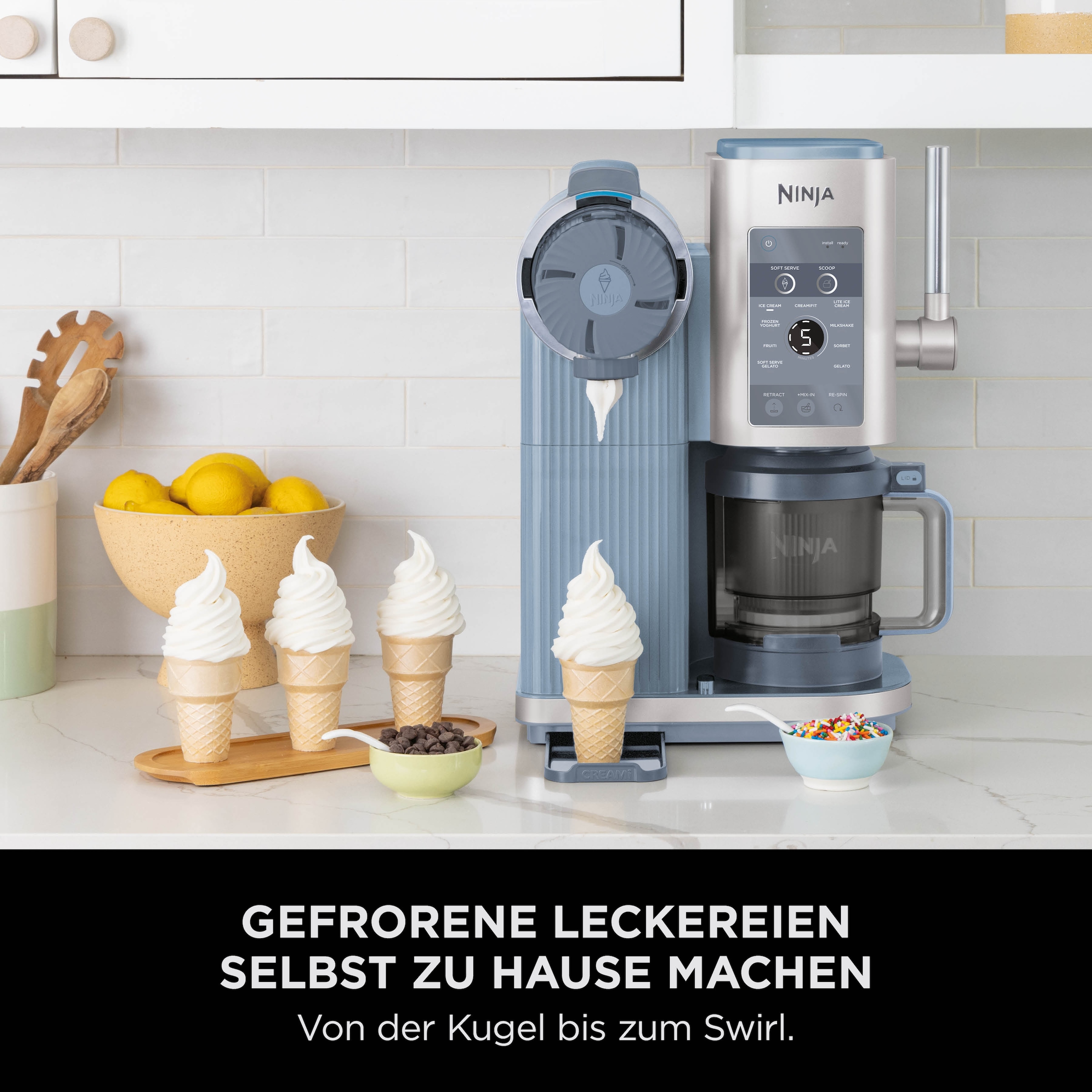 NINJA Eismaschine »Ninja CREAMi Scoop & Swirl 13-in-1 Softeis- und Eismaschine NC702EU« 0,48 l proteinreiche Leckereien mit weniger als 150 kcal