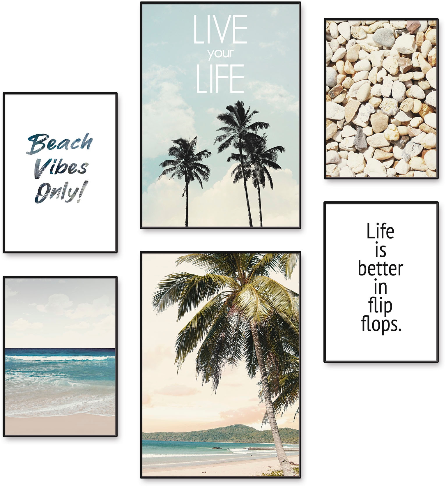 Artland Poster »Strandleben unter (6 Wandposter St.), Wandbild, Palmen«, Bild, kaufen auf Strand, Raten Poster