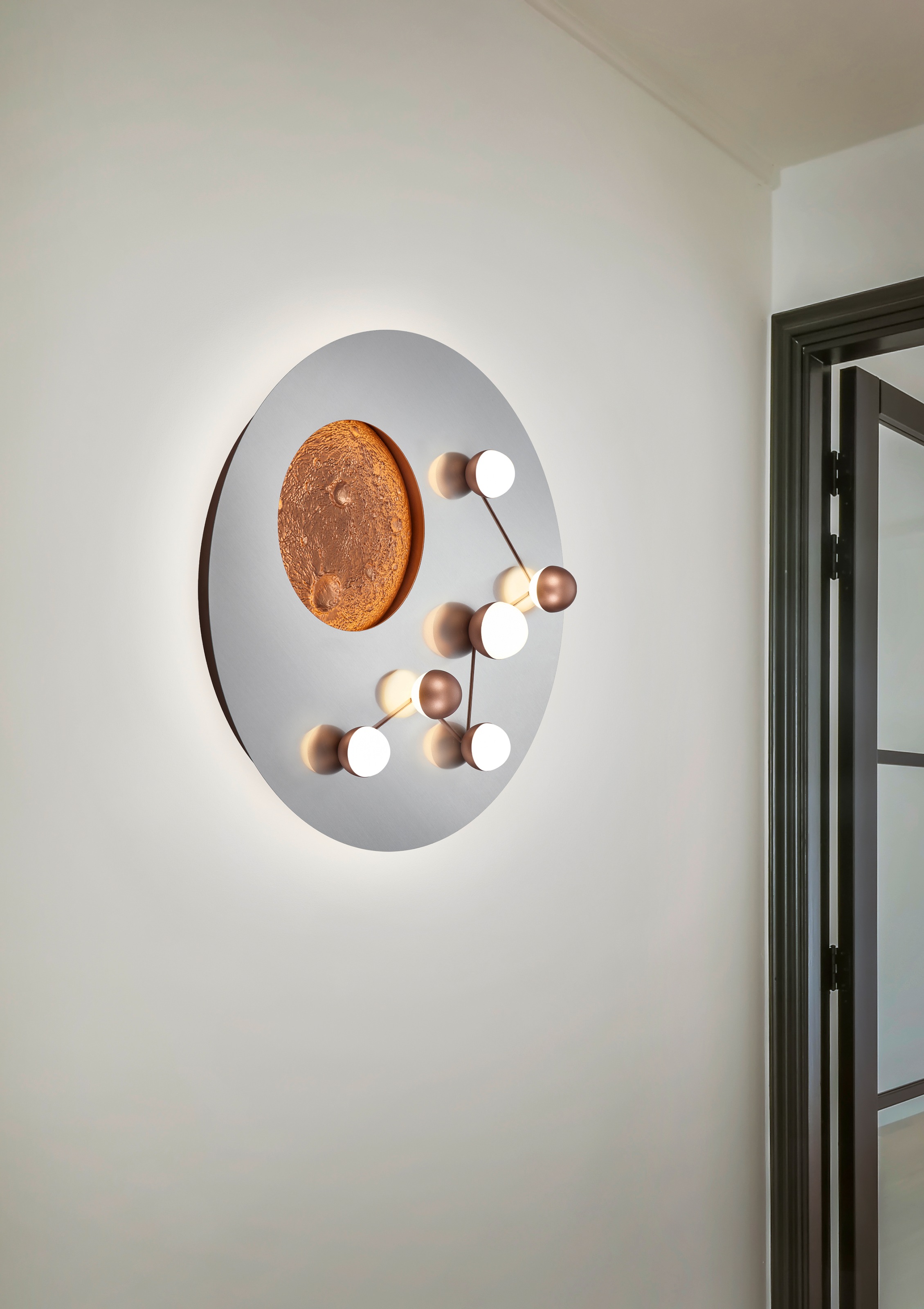 TRIO Leuchten LED Deckenleuchte »ZODIAC, Deckenlampe Mond Sterne, indirektes Licht, dimmbar CCT LED 42W«, 1 flammig, Leuchtmittel LED-Board | LED fest integriert, LED Deckenlampe Schlafzimmer Ø 50cm, Lichtfarbe einstellbar, Mondoptik
