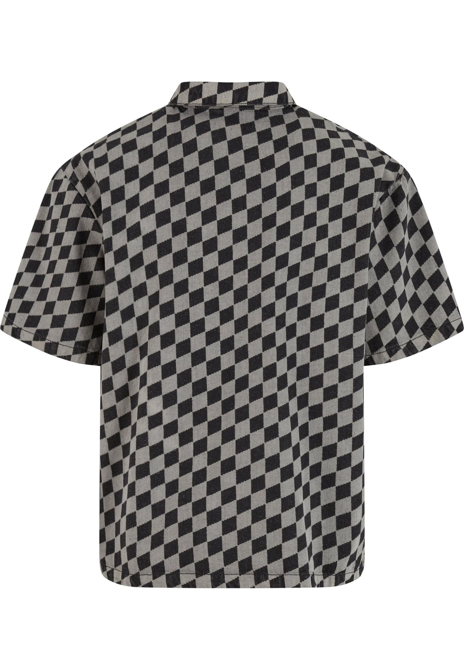 URBAN CLASSICS Langarm-Poloshirt »Urban Classics Laser Check Printed Boxy Shirt« 1 Stk. tlg.