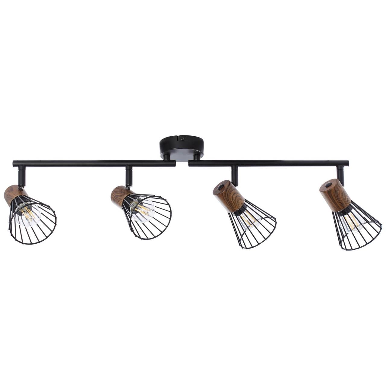 Brilliant Deckenstrahler »Manama«, 4 flammig, Leuchtmittel E14 | ohne Leuchtmittel, Spotrohr 4flg holz dunkel/schwarz matt