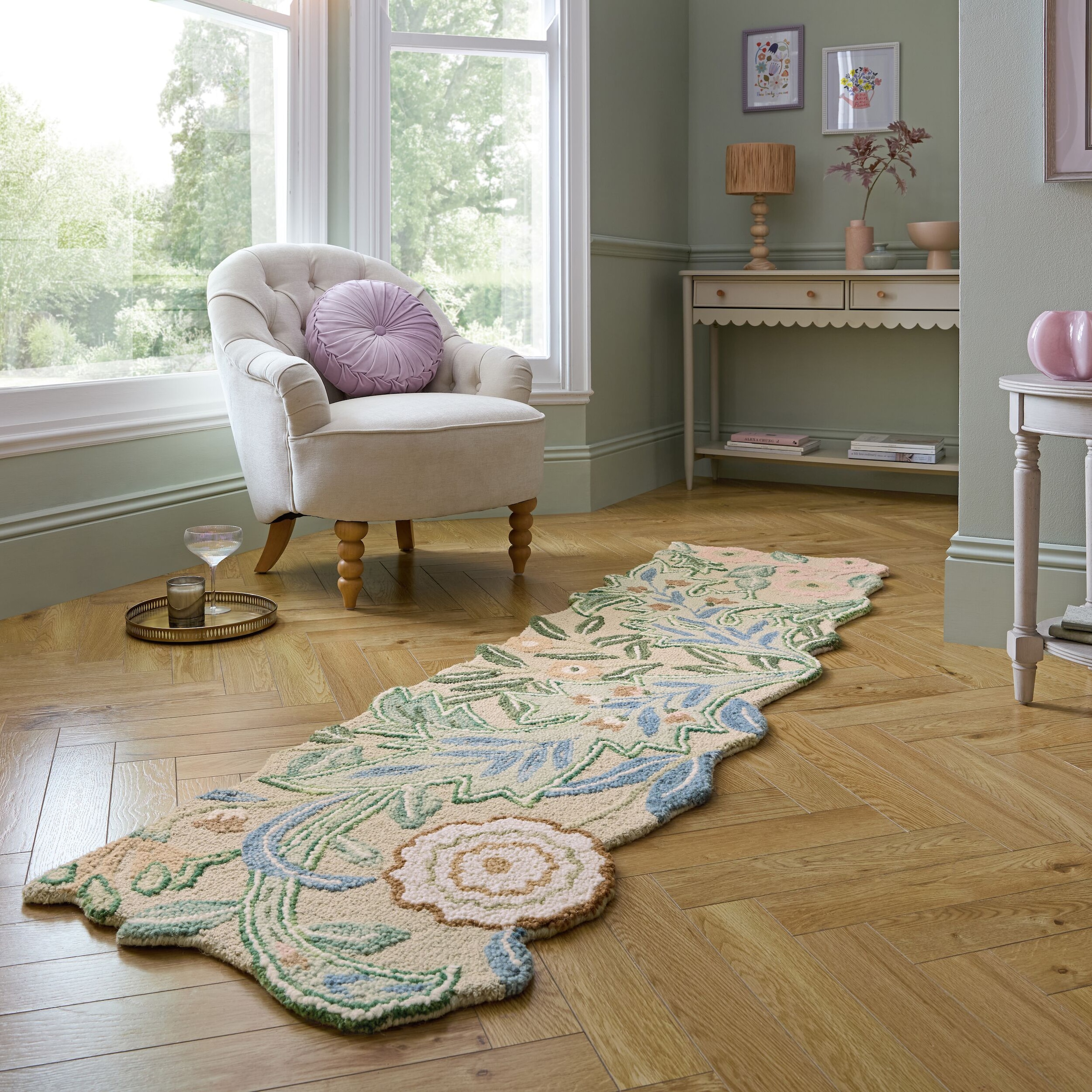 FLAIR RUGS Wollteppich »Bryony Floral«, rechteckig, 10 mm Höhe, Floraler Wo günstig online kaufen