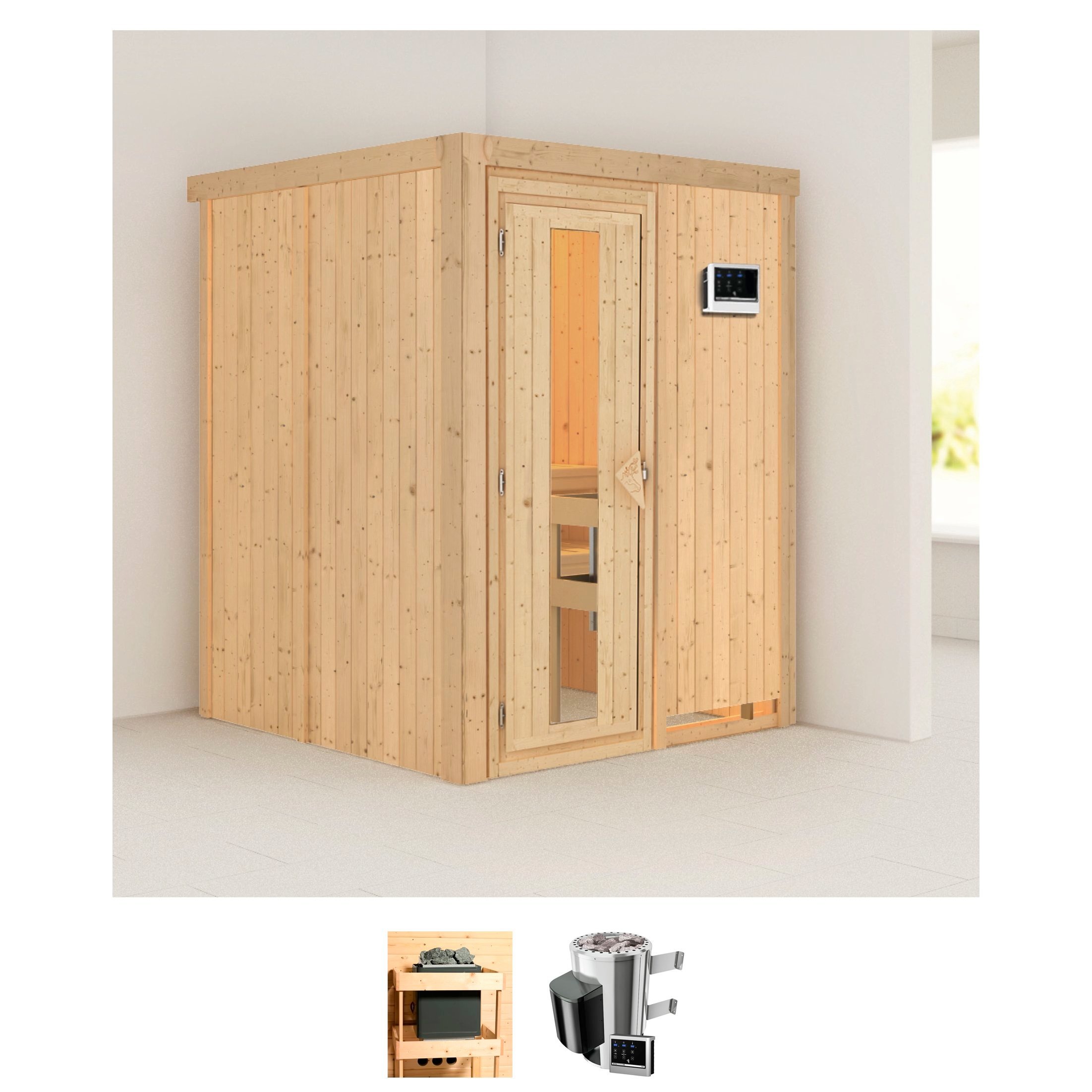 Karibu Sauna »Milaja«, 3,6-kW-Plug & Play Ofen mit externer Steuerung günstig online kaufen