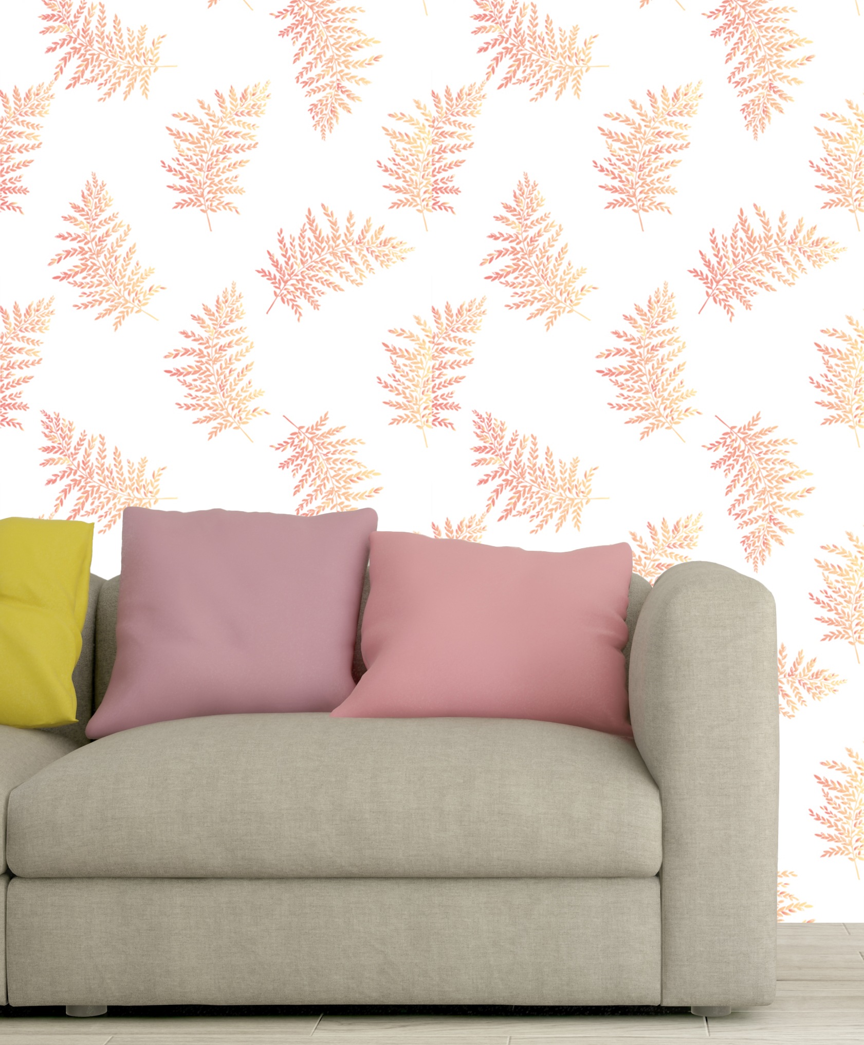 queence Vinyltapete »Blätter - Farn«, floral-geblümt-gemustert-Motiv, 90x250cm, selbstklebend, kinderleichte Anbringung, Sticker