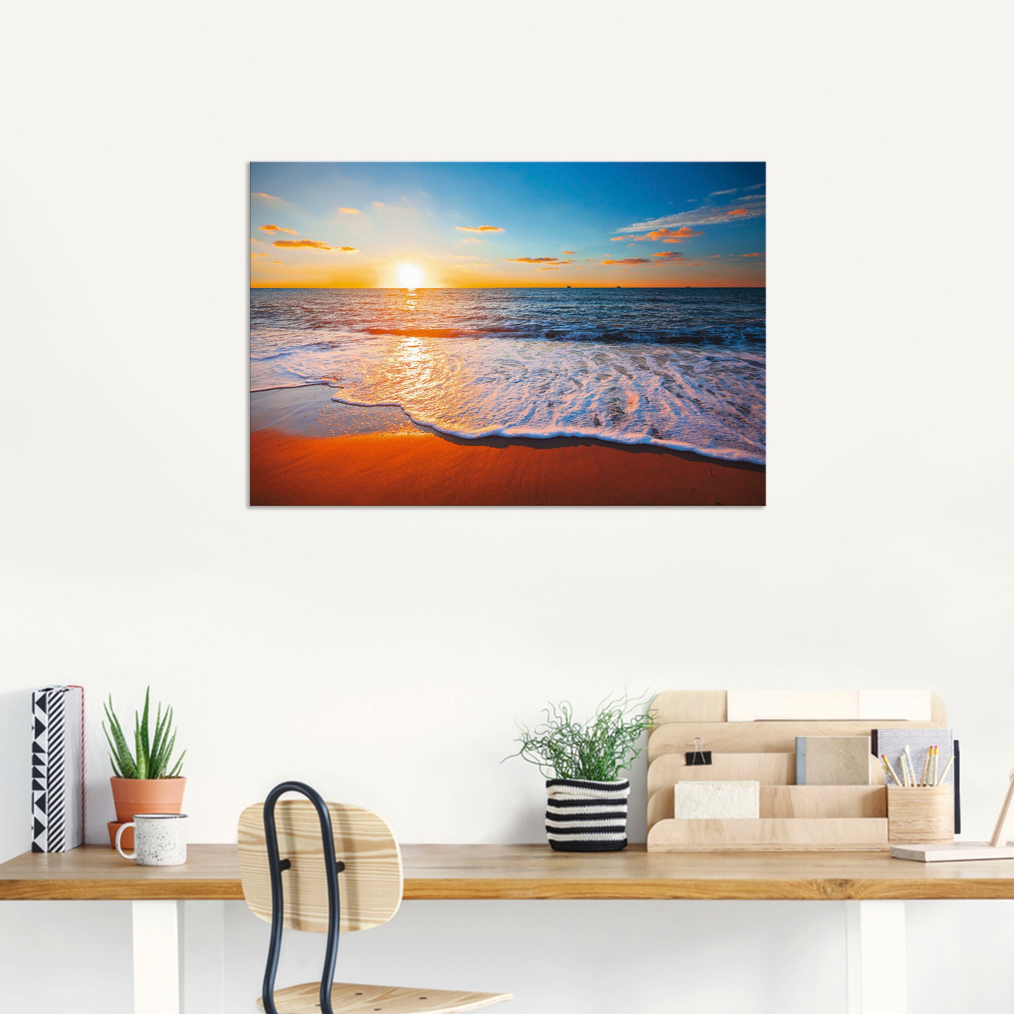 Artland Wandbild »Sonnenuntergang und das Meer«, Strand, (1 St.), als Alubild, Outdoorbild, Leinwandbild, Poster in verschied. Größen