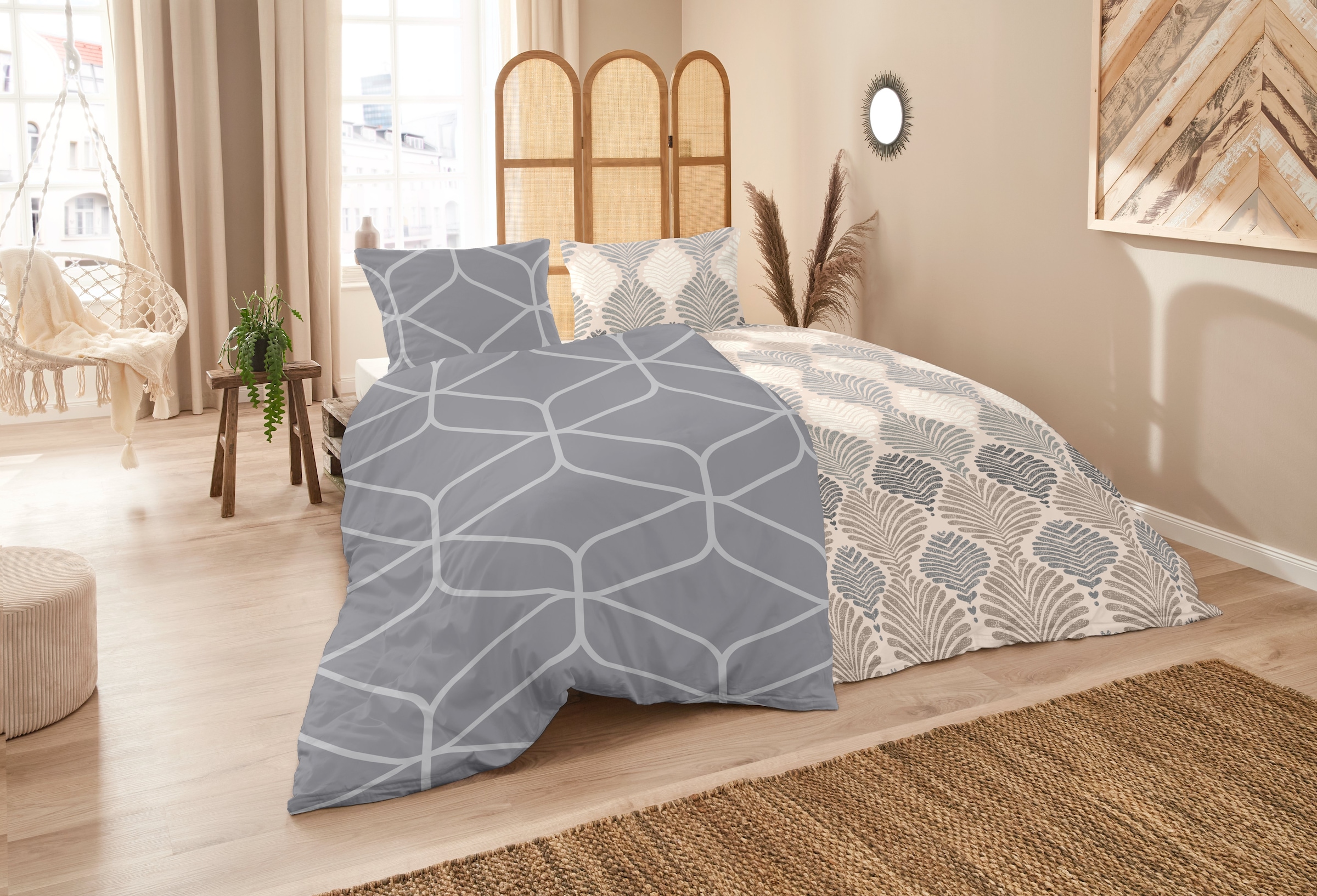 Primera Bettwäsche »Edelflanell-Bettwäsche Novel« 2 Stk. tlg. mit modernem Muster