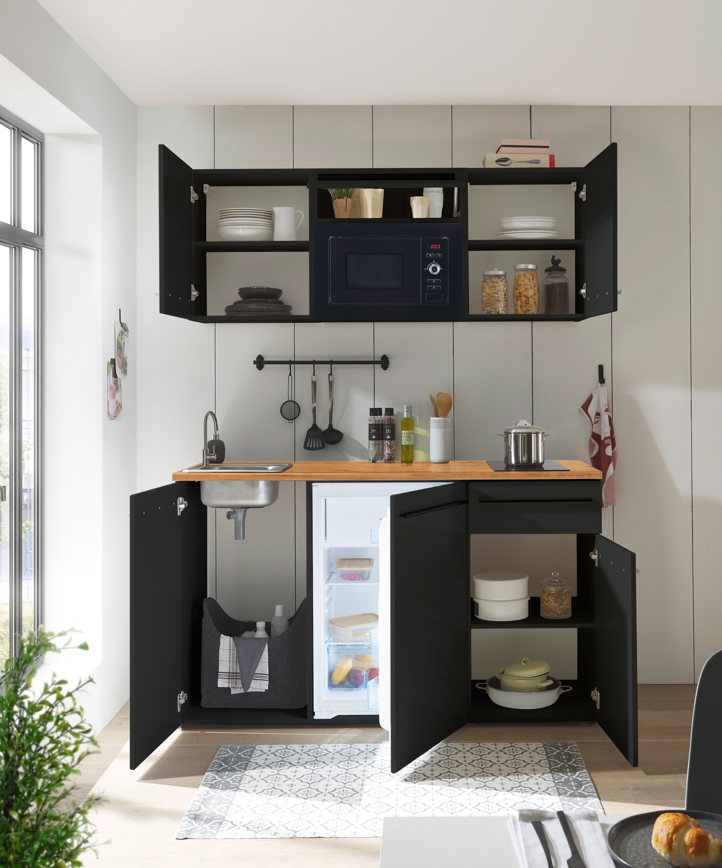 BASIC by Balculina Küchenzeile »Jazz Singleküche«, Breite 160 cm, mit und ohne Geräte lieferbar