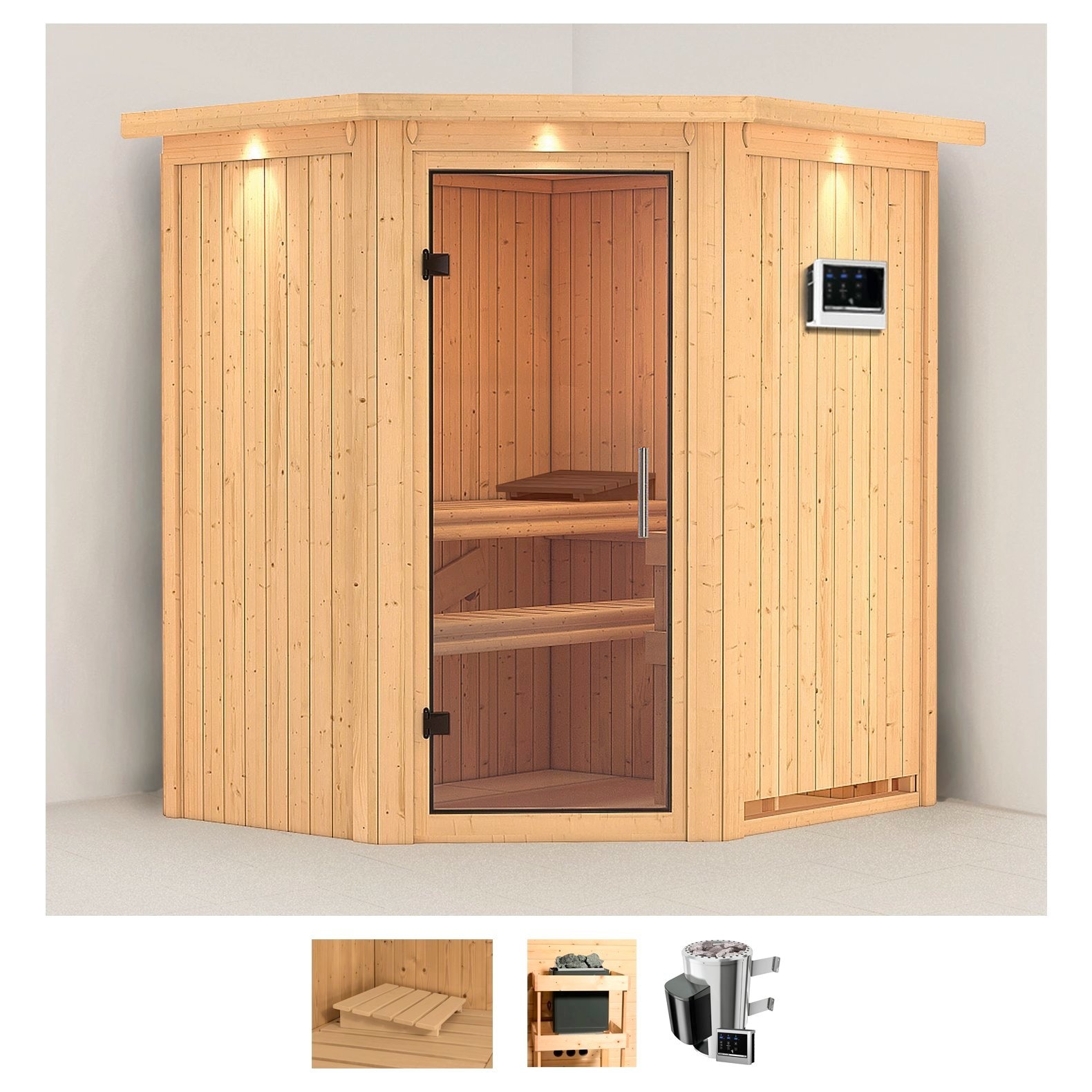 Karibu Sauna »Tomke«, 3,6-kW-Plug & Play Ofen mit externer Steuerung günstig online kaufen