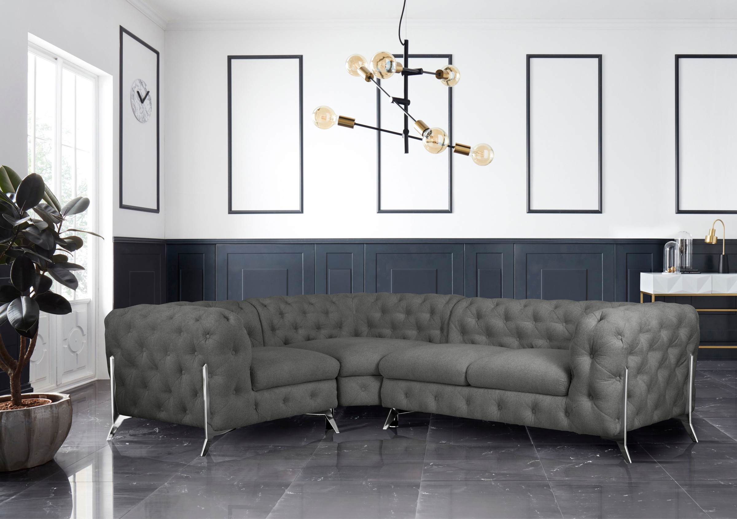 Home affaire Chesterfield-Sofa "Amaury L-Form" moderne Chersterfield-Optik, günstig online kaufen