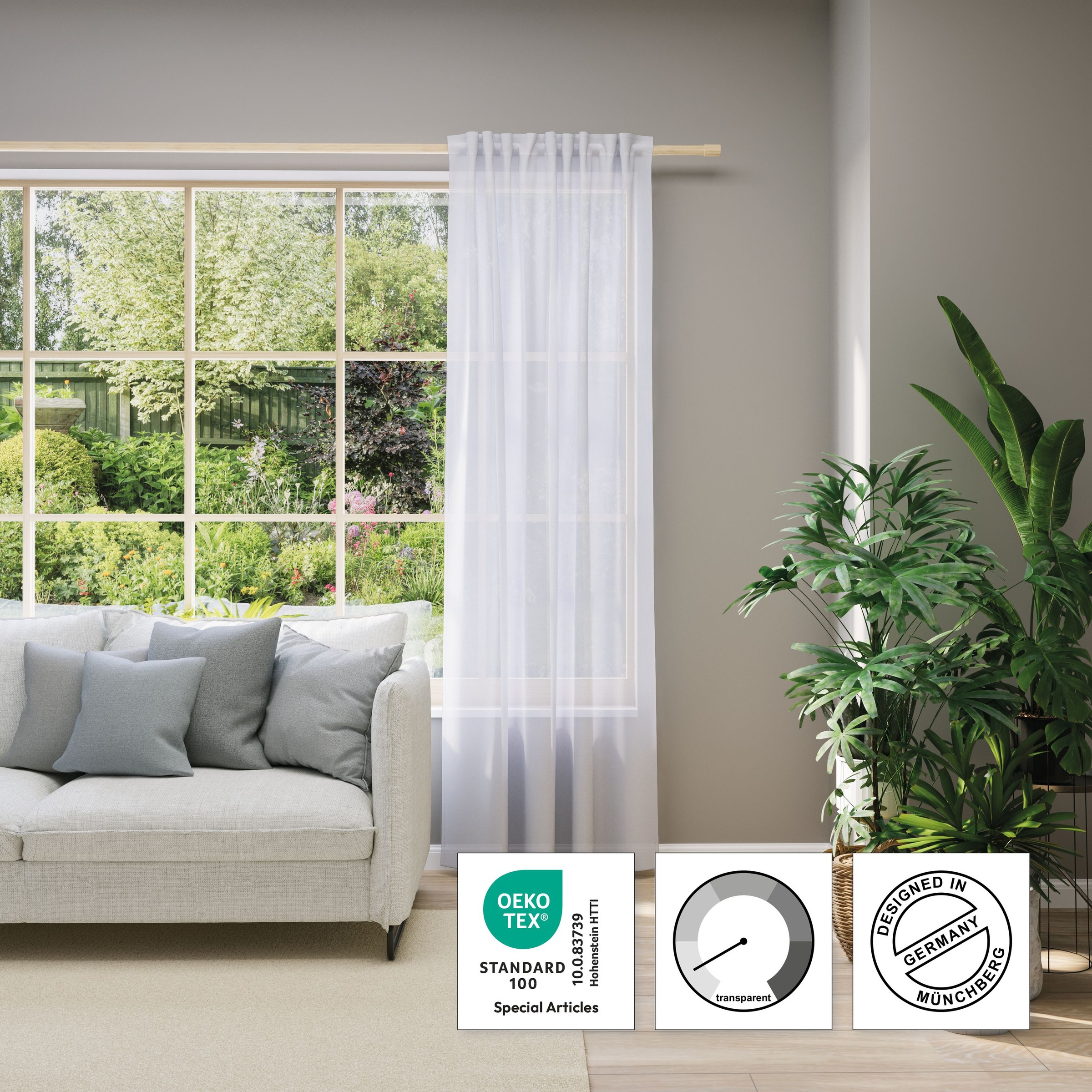 Neutex for you! Vorhang nach Maß »EVA«, (1 St.), Uni-Voile mit elegantem Glanz
